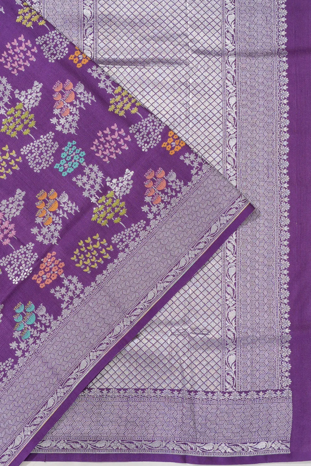 Banarasi Tussar Georgette Jaal Purple Saree