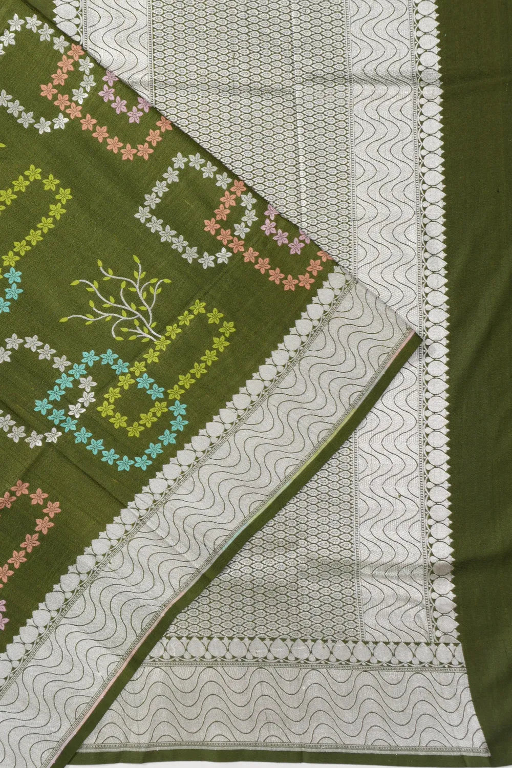 Banarasi Tussar Georgette Brocade Green Saree