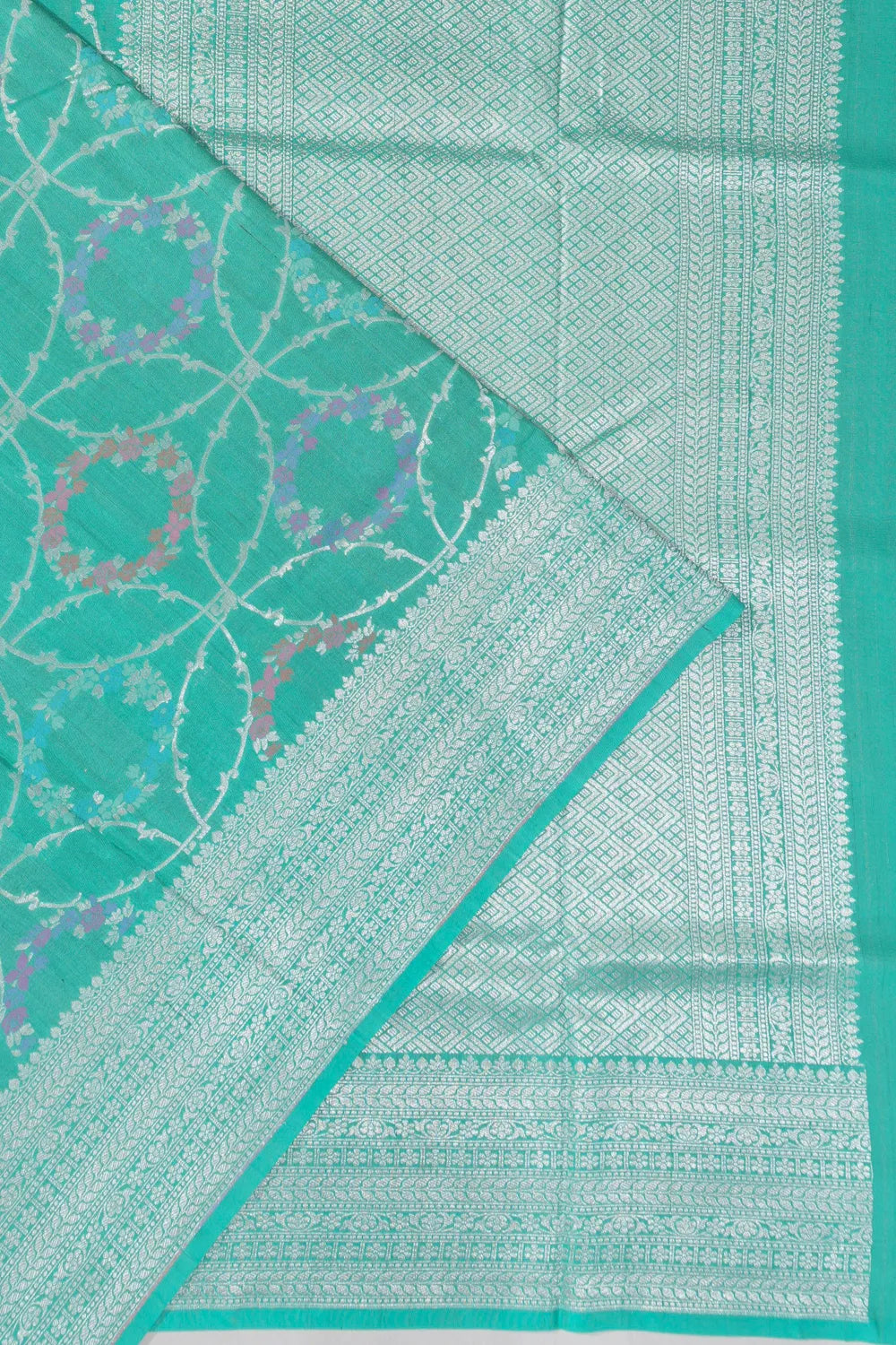 Banarasi Tussar Georgette Jaal Sea Blue Saree