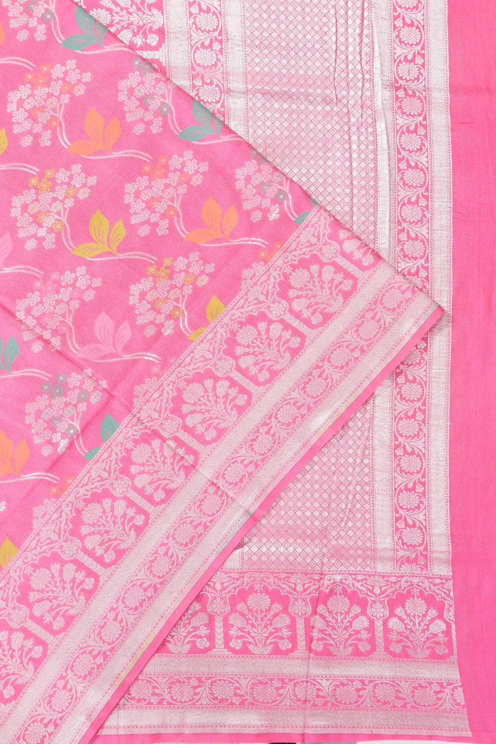 Banarasi Tussar Georgette Jaal Pink Saree