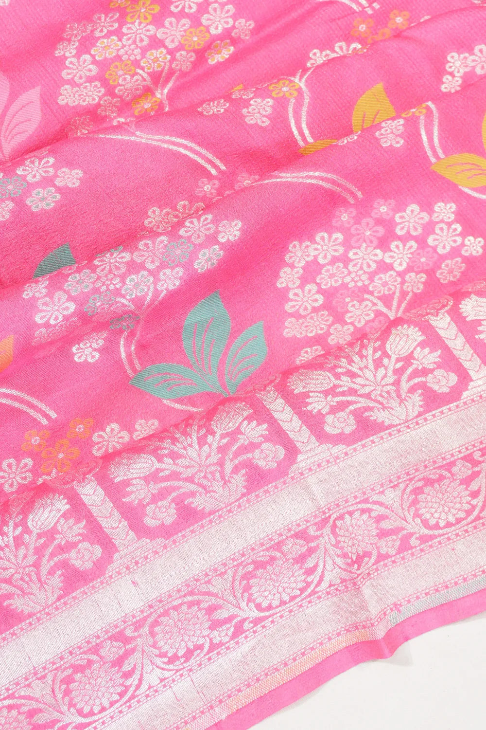 Banarasi Tussar Georgette Jaal Pink Saree