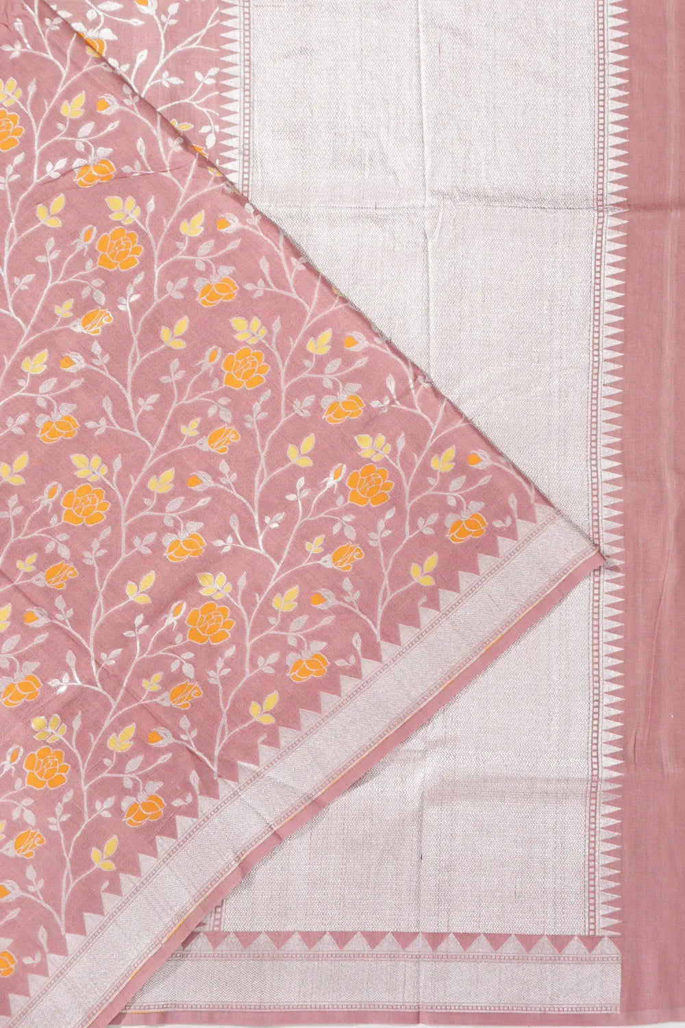 Banarasi Tussar Georgette Jaal Peach Saree
