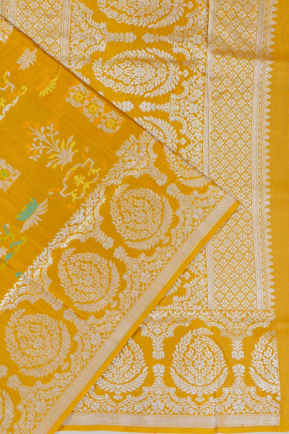 Banarasi Tussar Georgette Brocade Yellow Saree