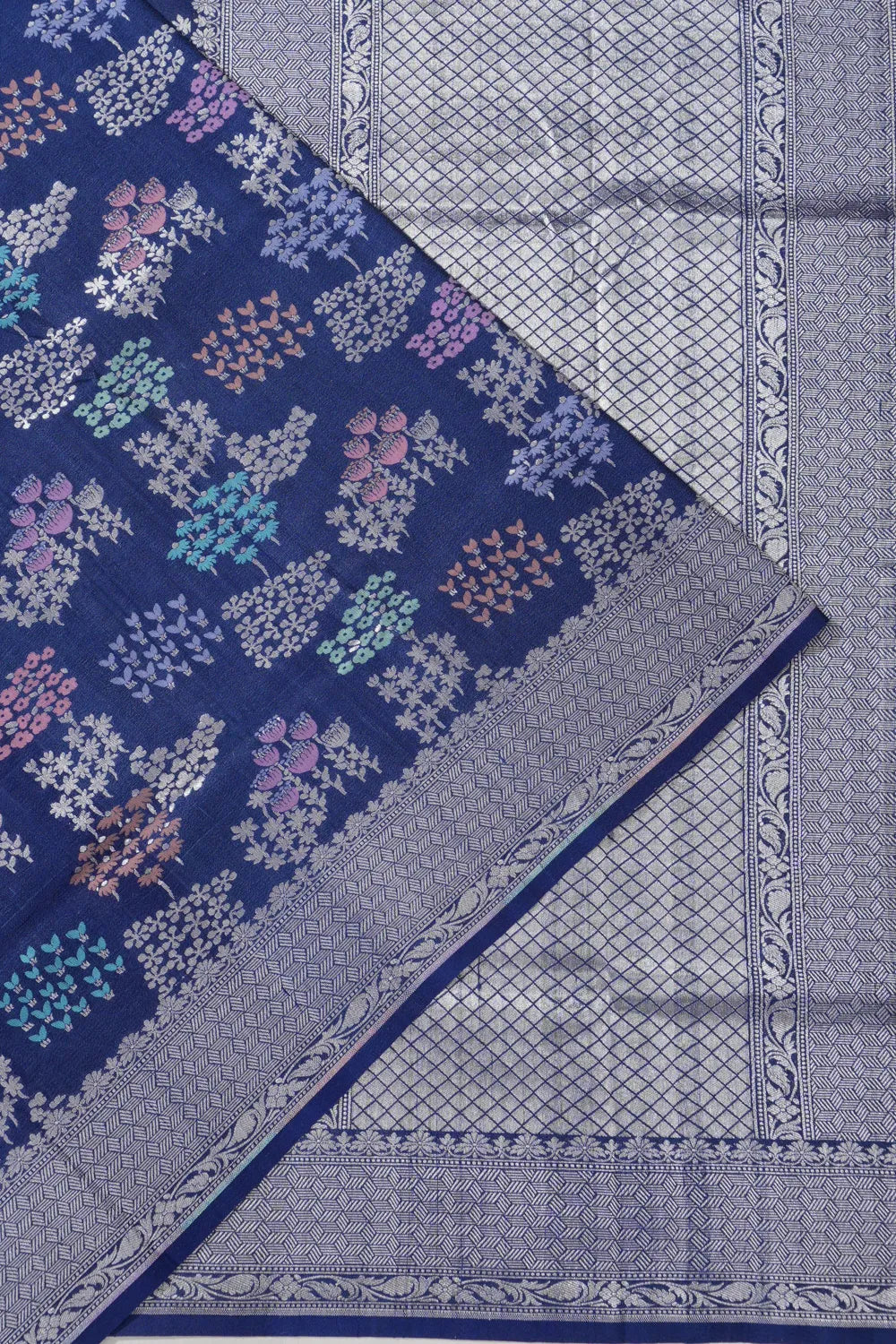 Banarasi Tussar Georgette Jaal Blue Saree