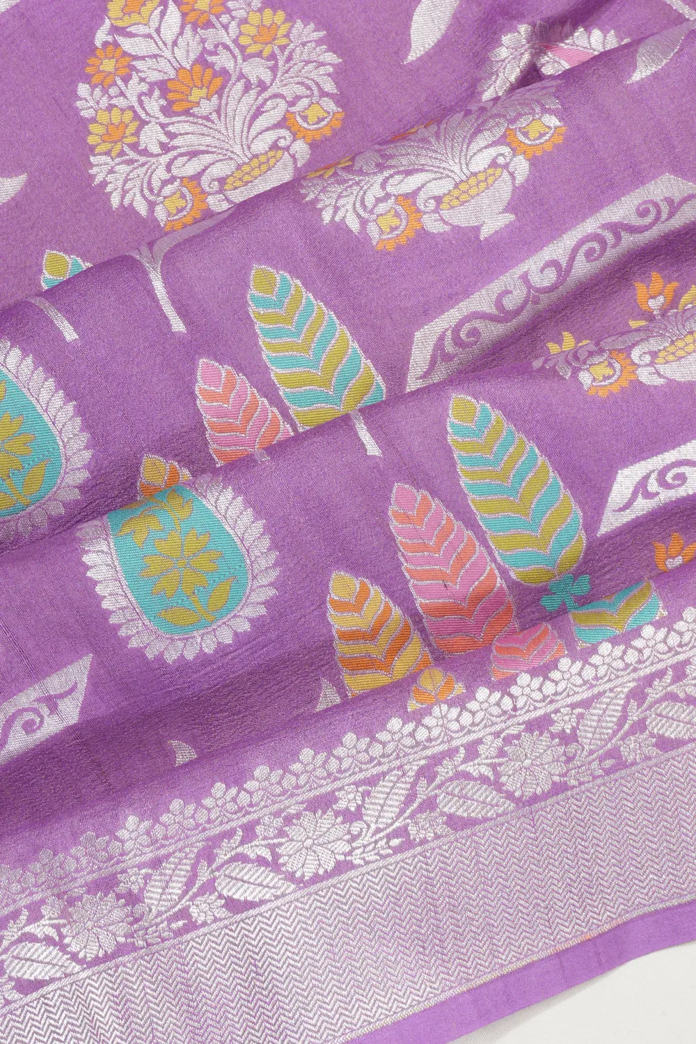 Banarasi Tussar Georgette Brocade Lavender Saree