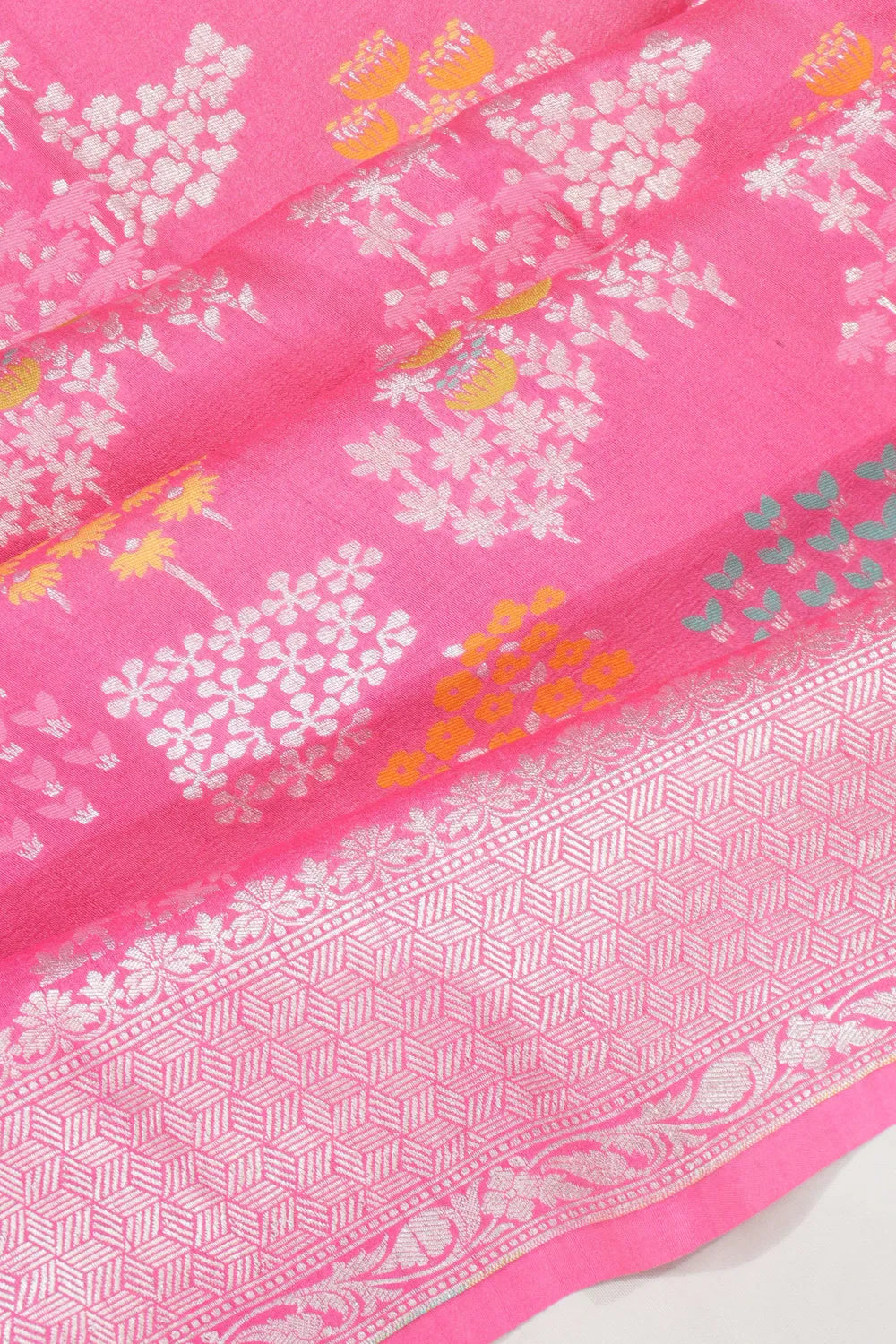 Banarasi Tussar Georgette Jaal Baby Pink Saree