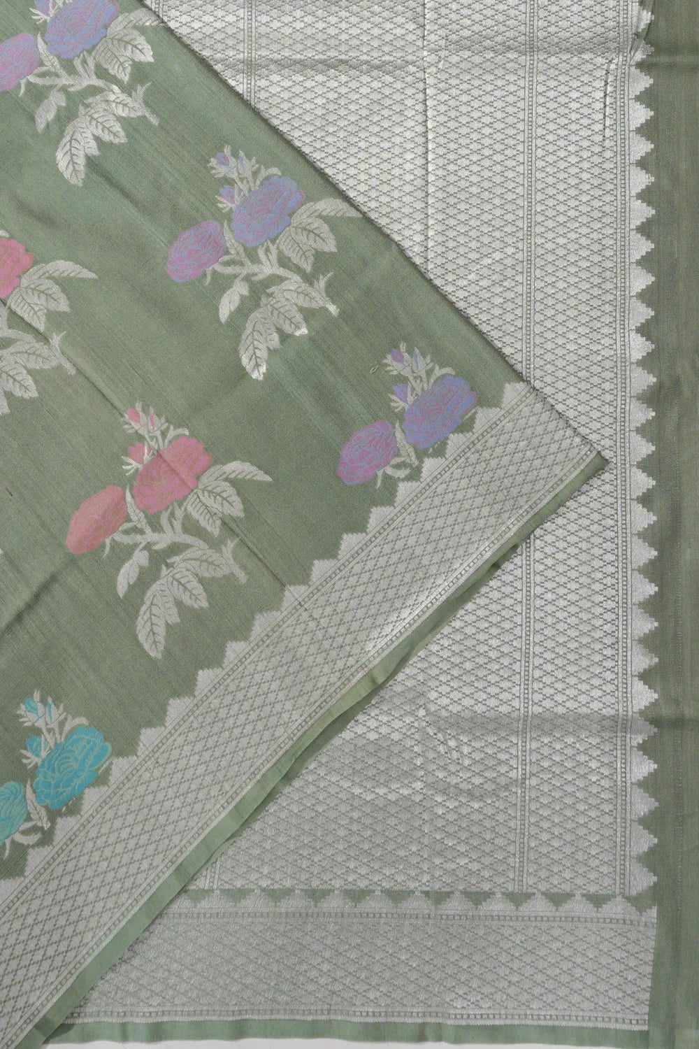 Banarasi Tussar Georgette Brocade Green Saree