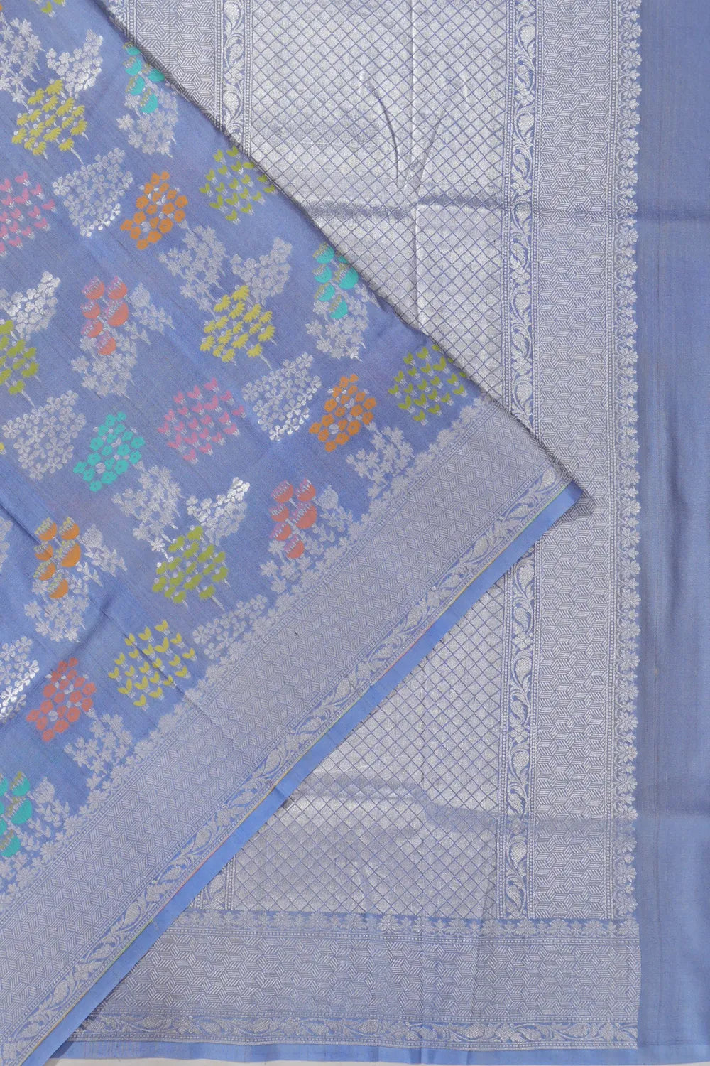 Banarasi Tussar Georgette Jaal Powder Blue Saree