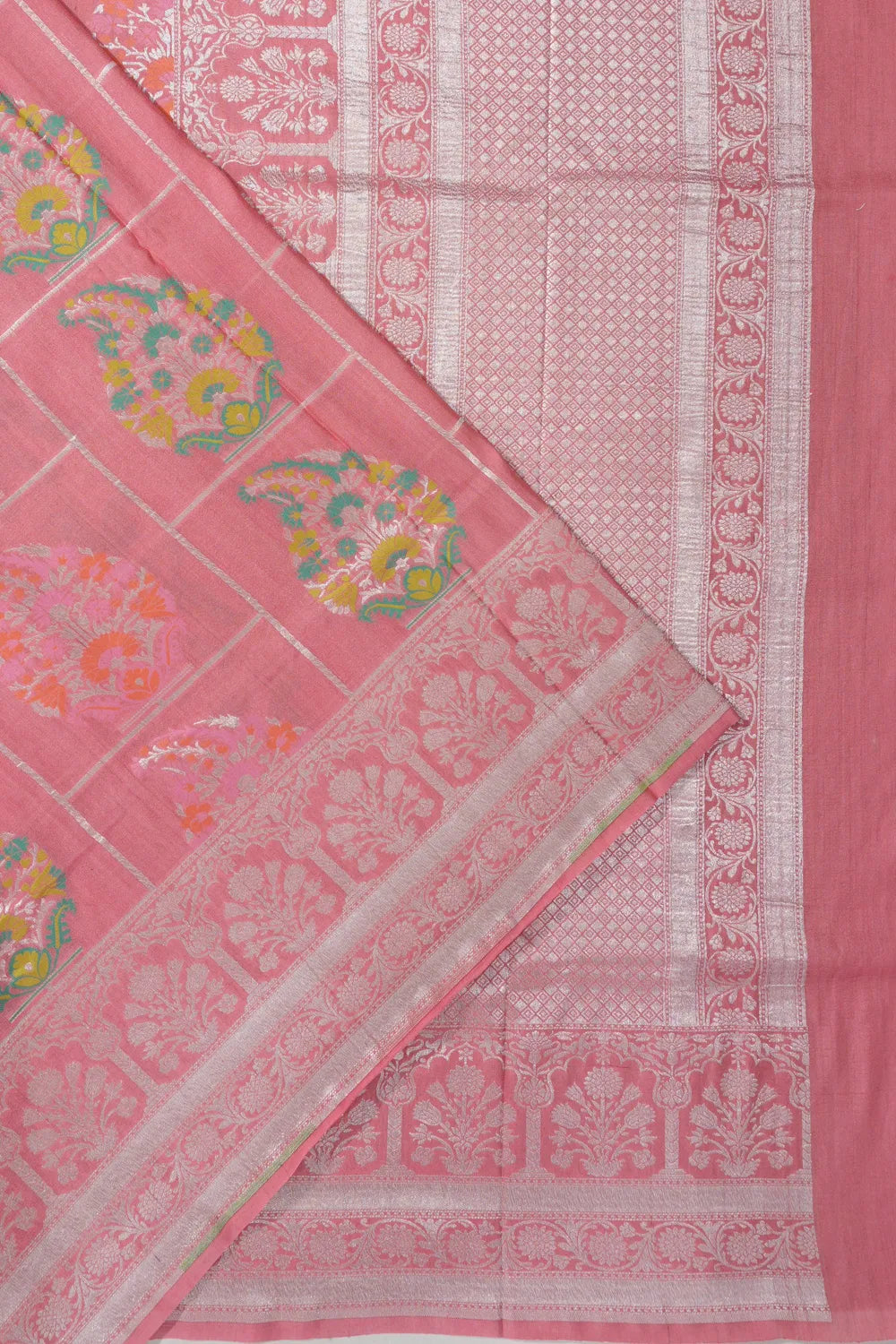 Banarasi Tussar Georgette Brocade Baby Pink Saree