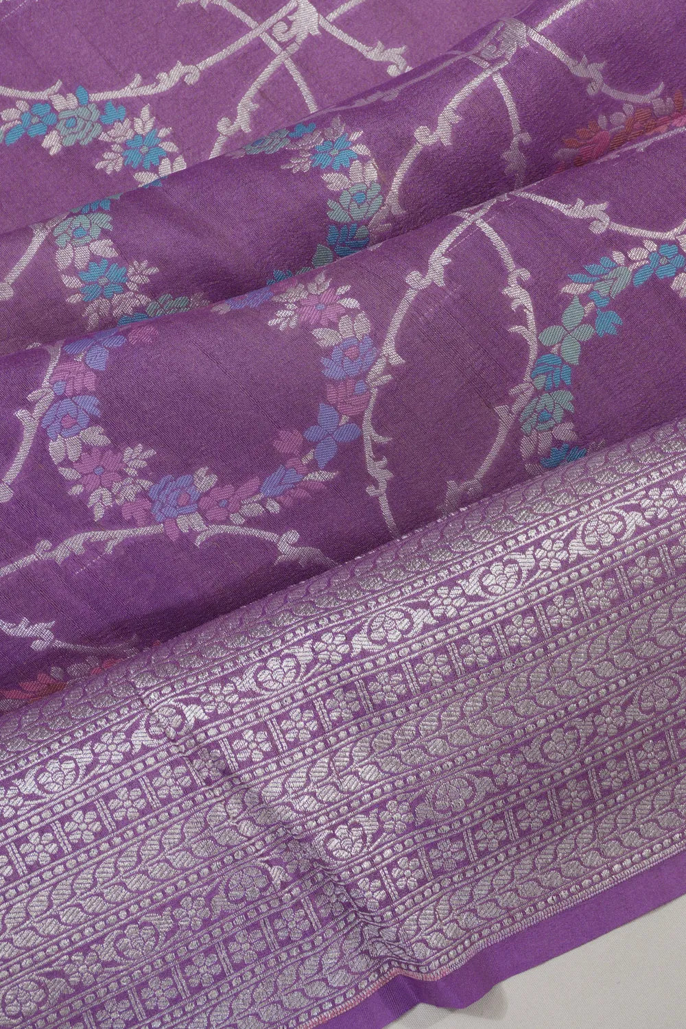 Banarasi Tussar Georgette Jaal Lavender Saree