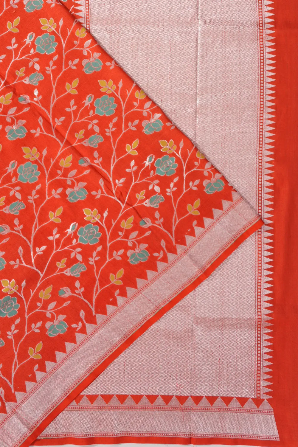 Banarasi Tussar Georgette Jaal Red Saree