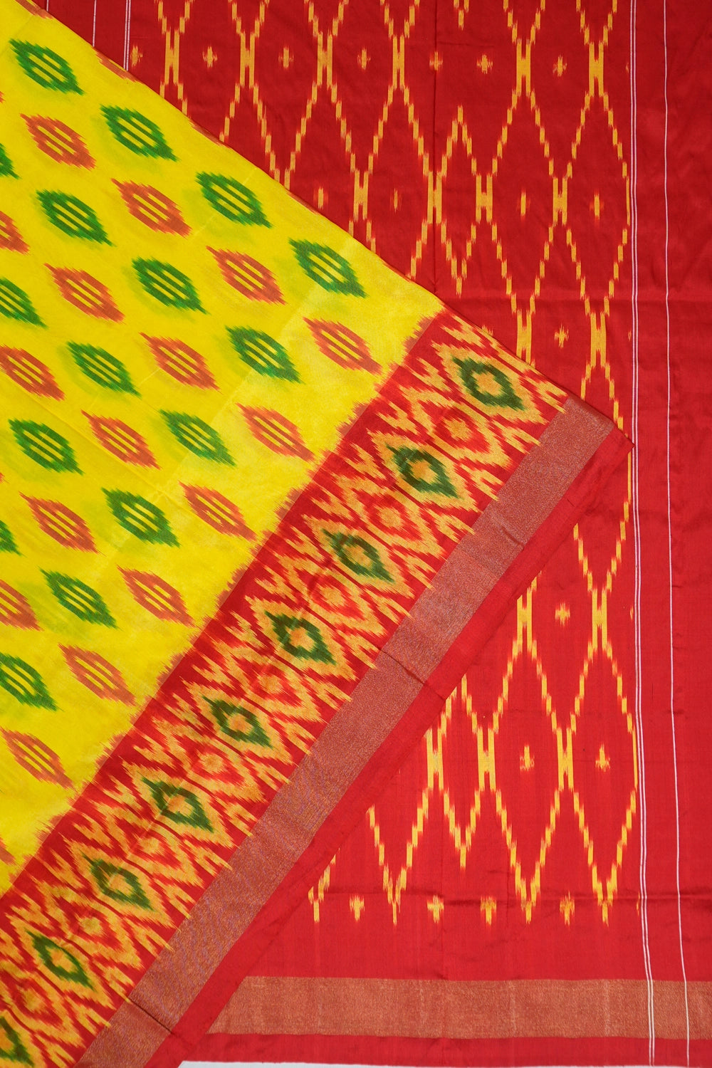 Pochampally Silk Ikat Yellow Saree