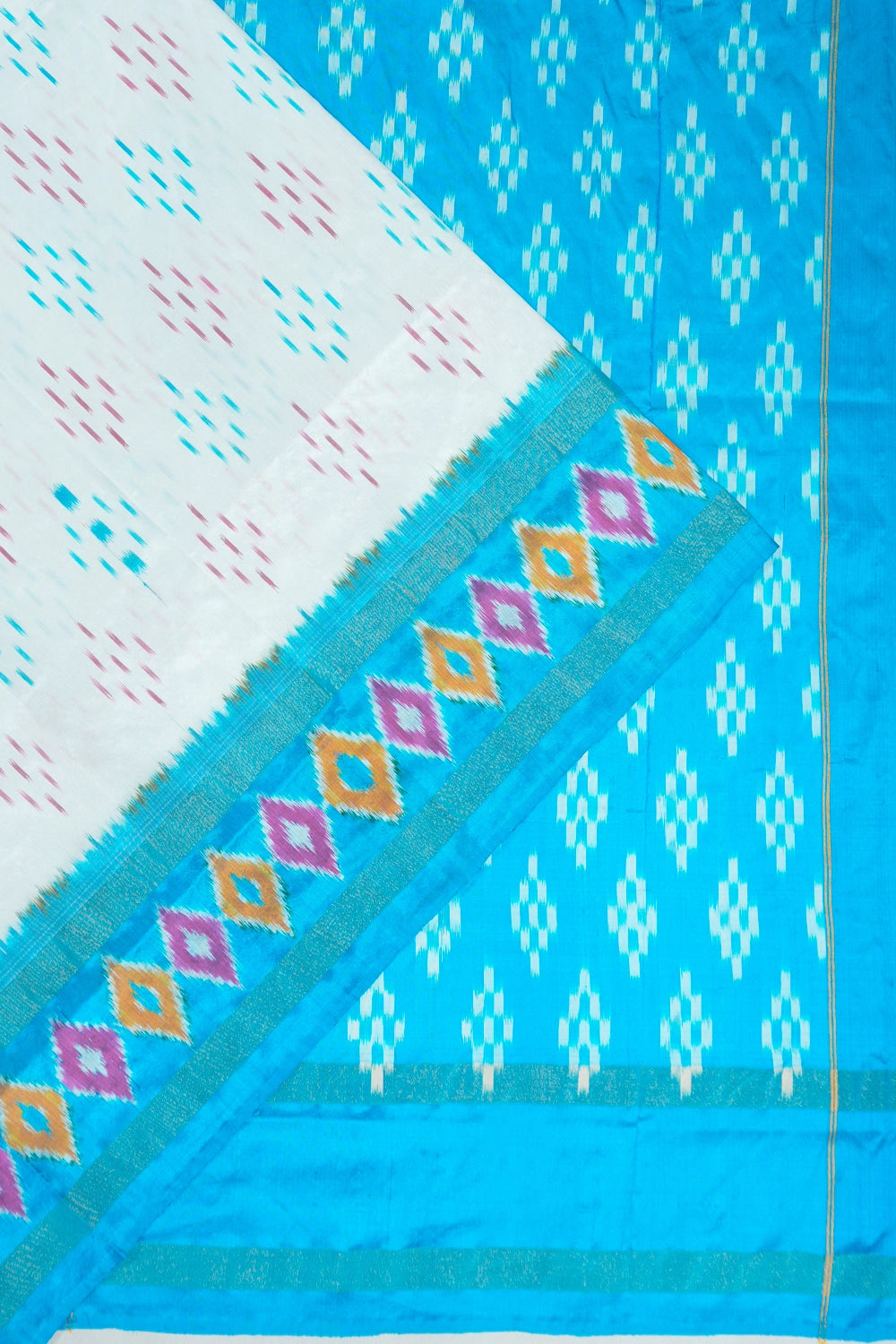 Pochampally Silk Ikat White Saree