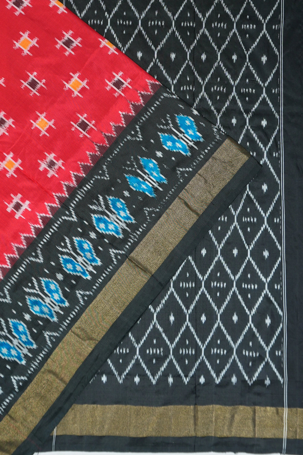 Pochampally Silk Ikat Tomato Red Saree