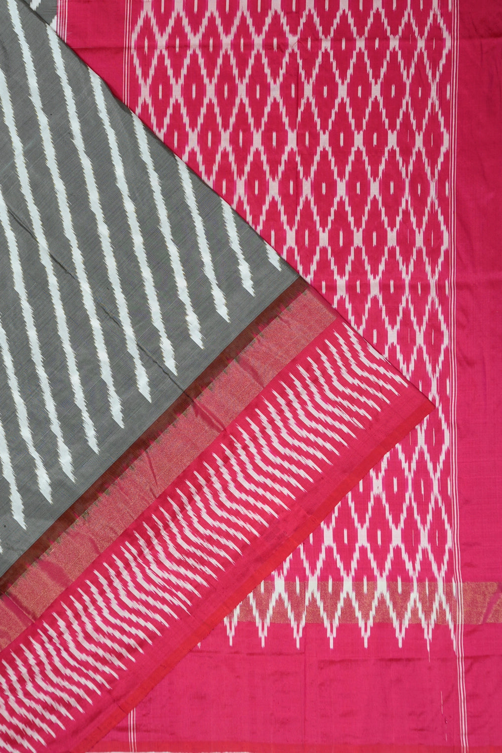 Pochampally Silk Ikat Grey Saree