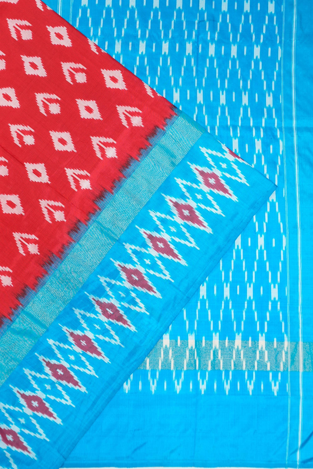 Pochampally Silk Ikat Tomato Red Saree