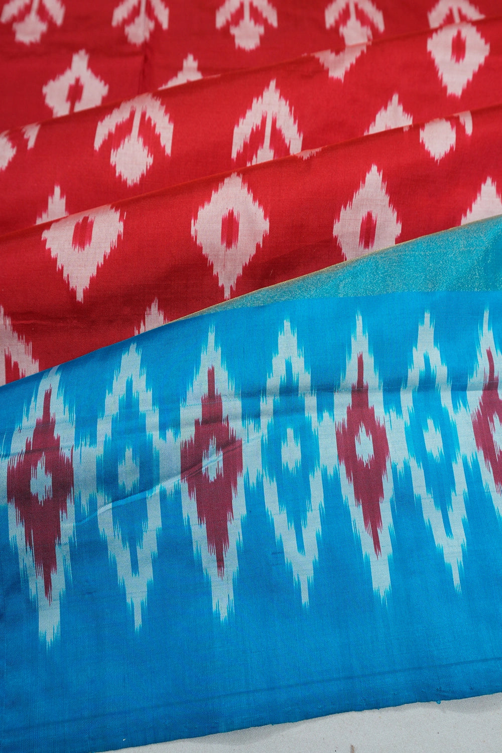 Pochampally Silk Ikat Tomato Red Saree