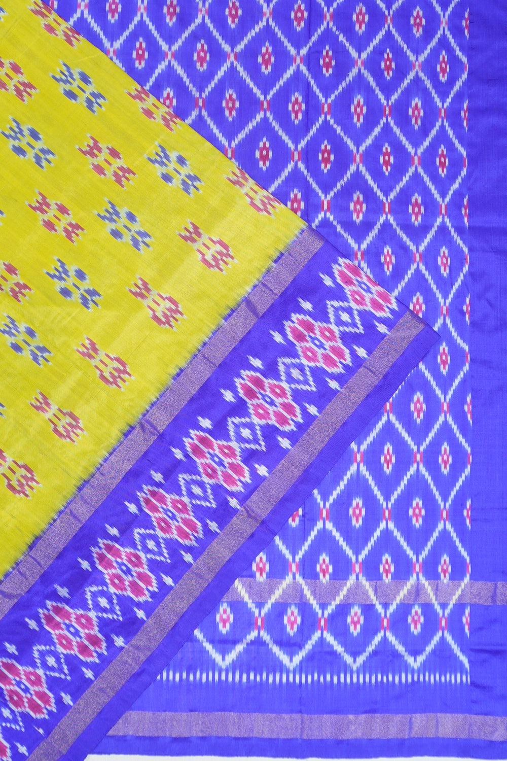 Pochampally Silk Ikat Lemon Grass Yellow Saree