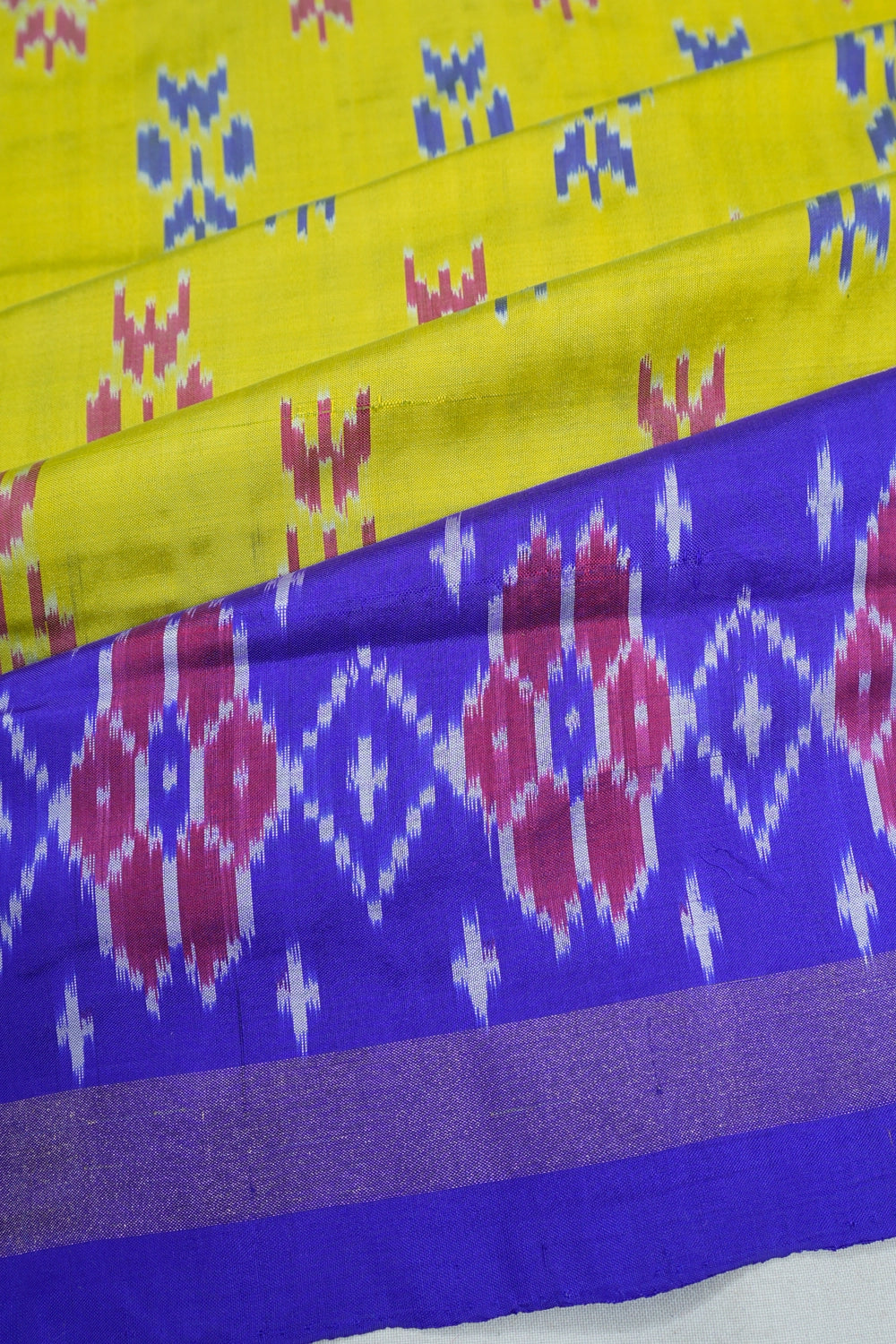 Pochampally Silk Ikat Lemon Grass Yellow Saree
