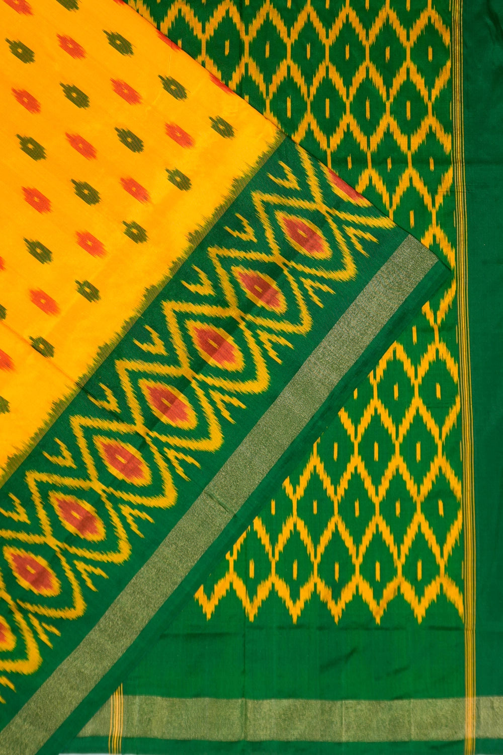 Pochampally Silk Ikat Tangerine Orange Saree