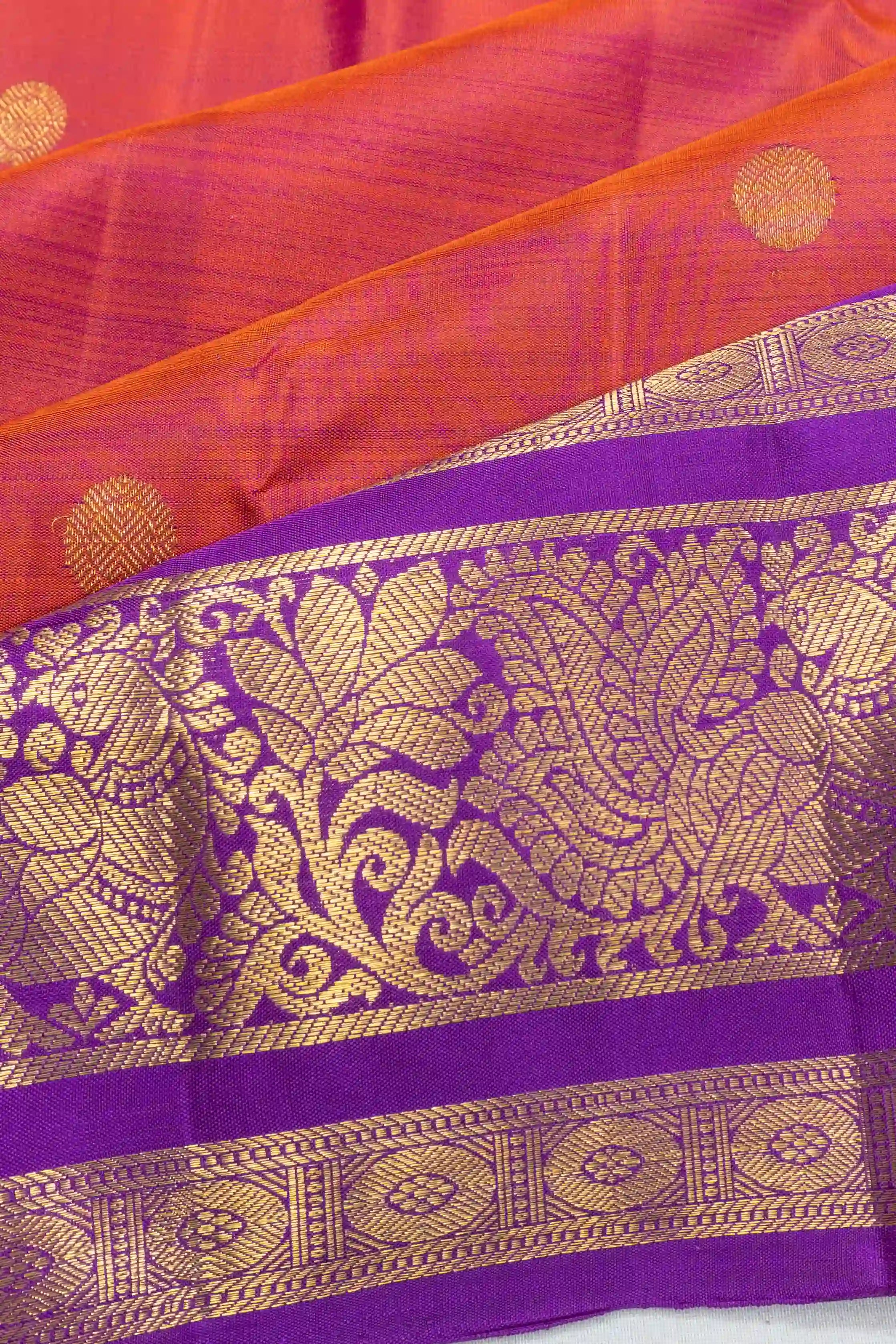 Kanchipuram Silk Butta Orange Saree
