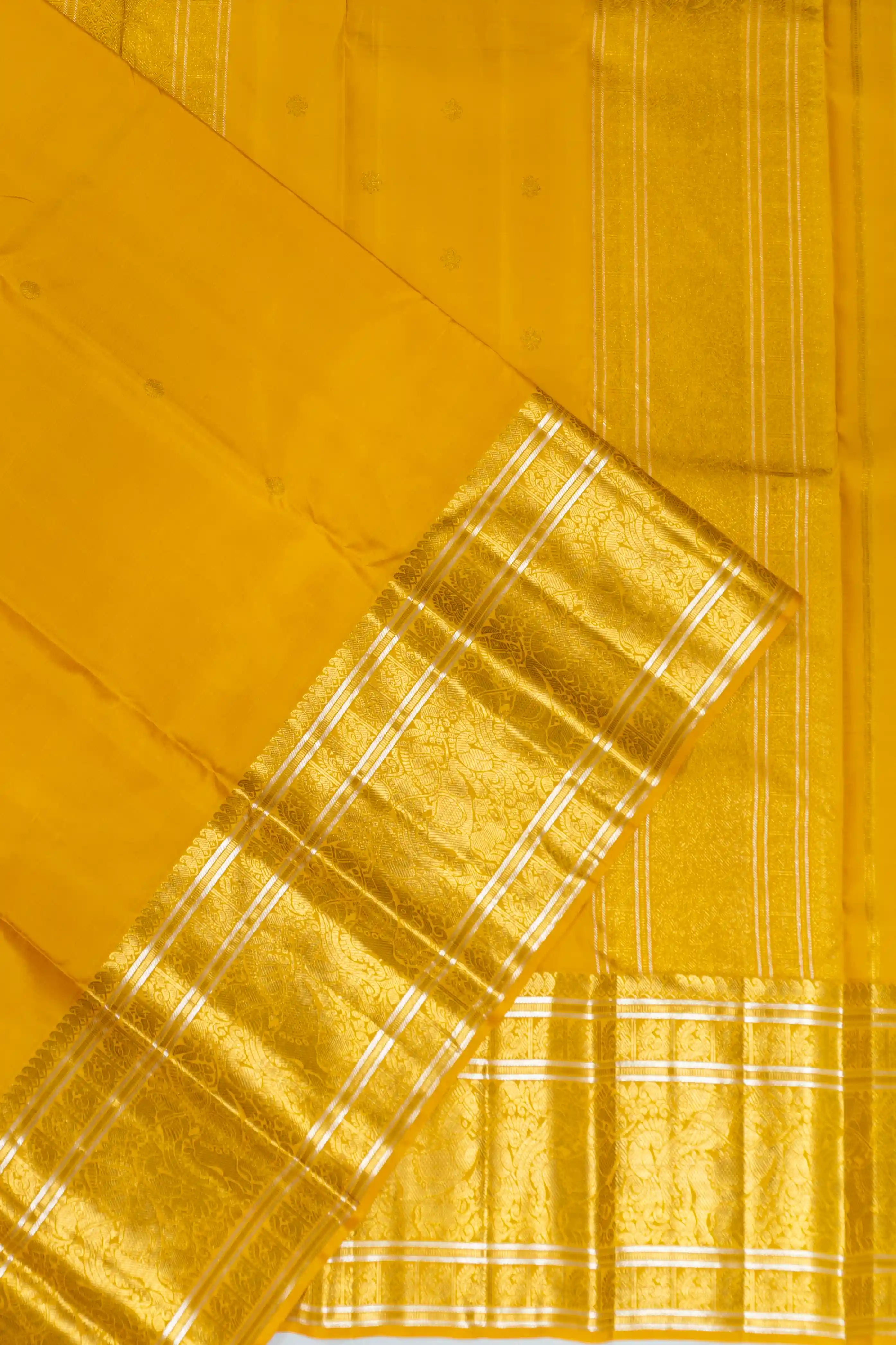 Kanchipuram Silk Butta Mustard Yellow Saree