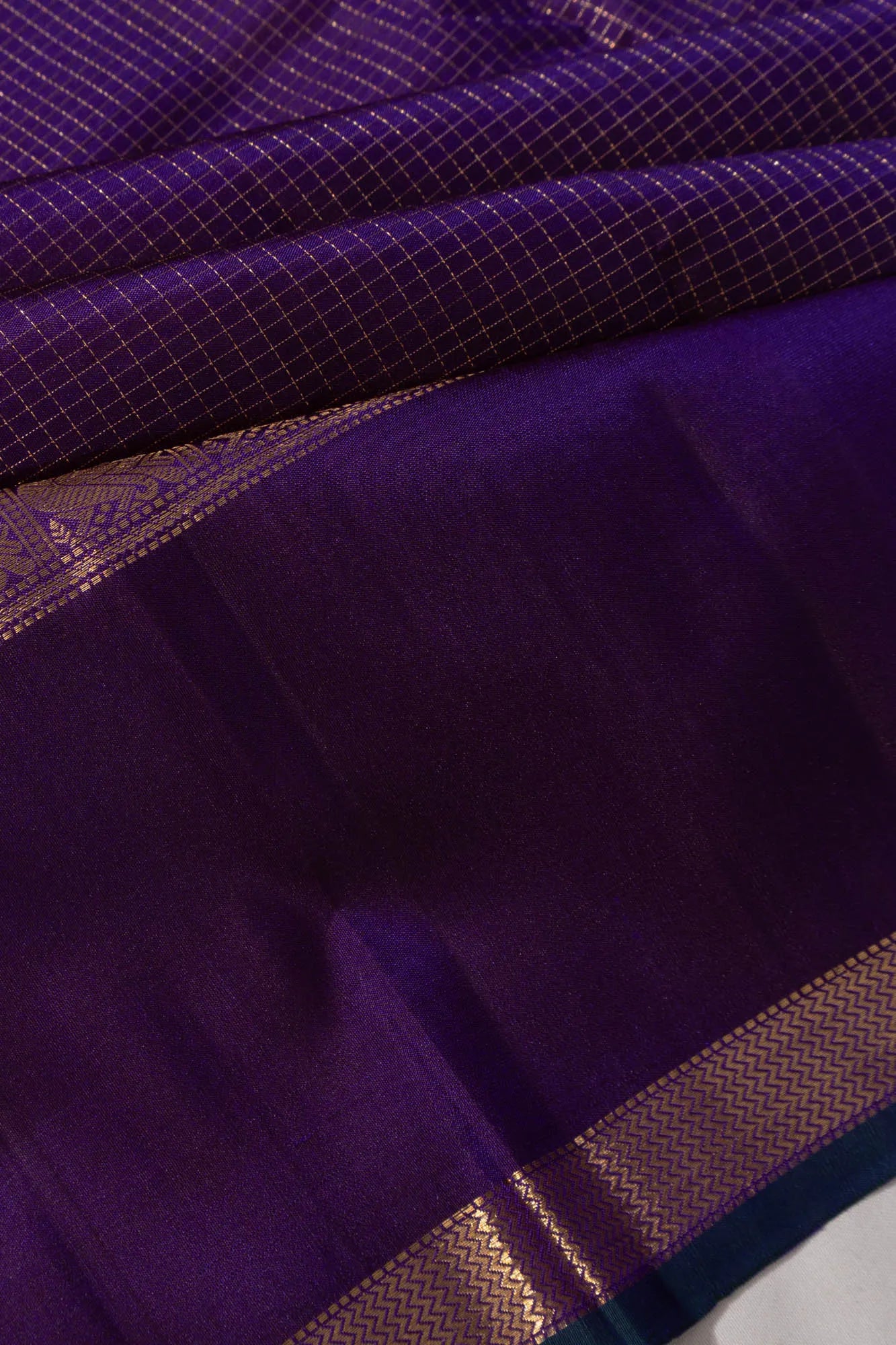 Kanchipuram Silk Checks Purple Saree