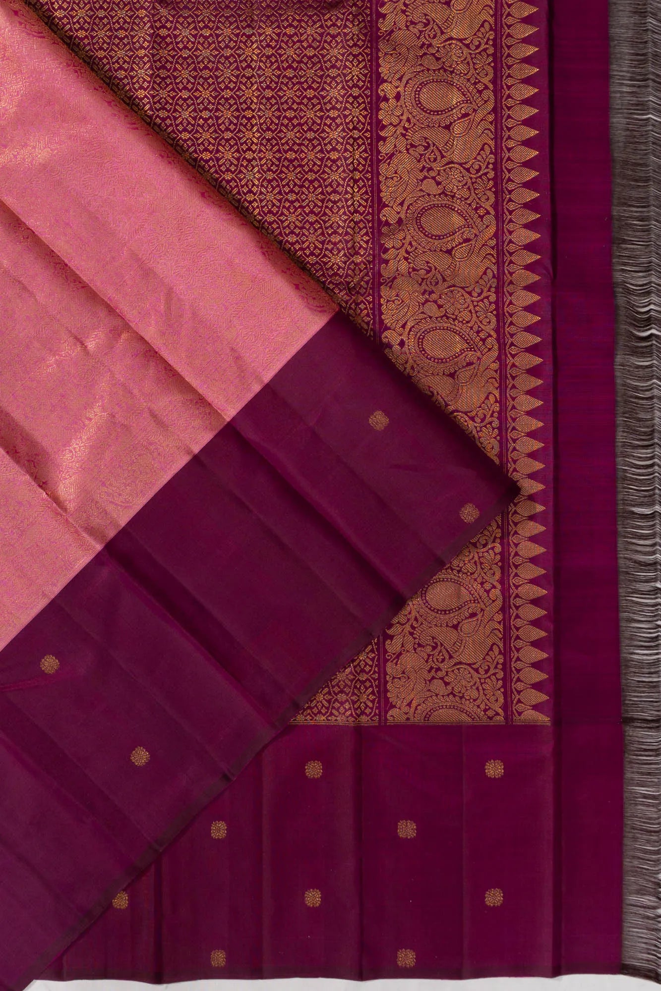 Kanchipuram Silk Brocade Pink Saree
