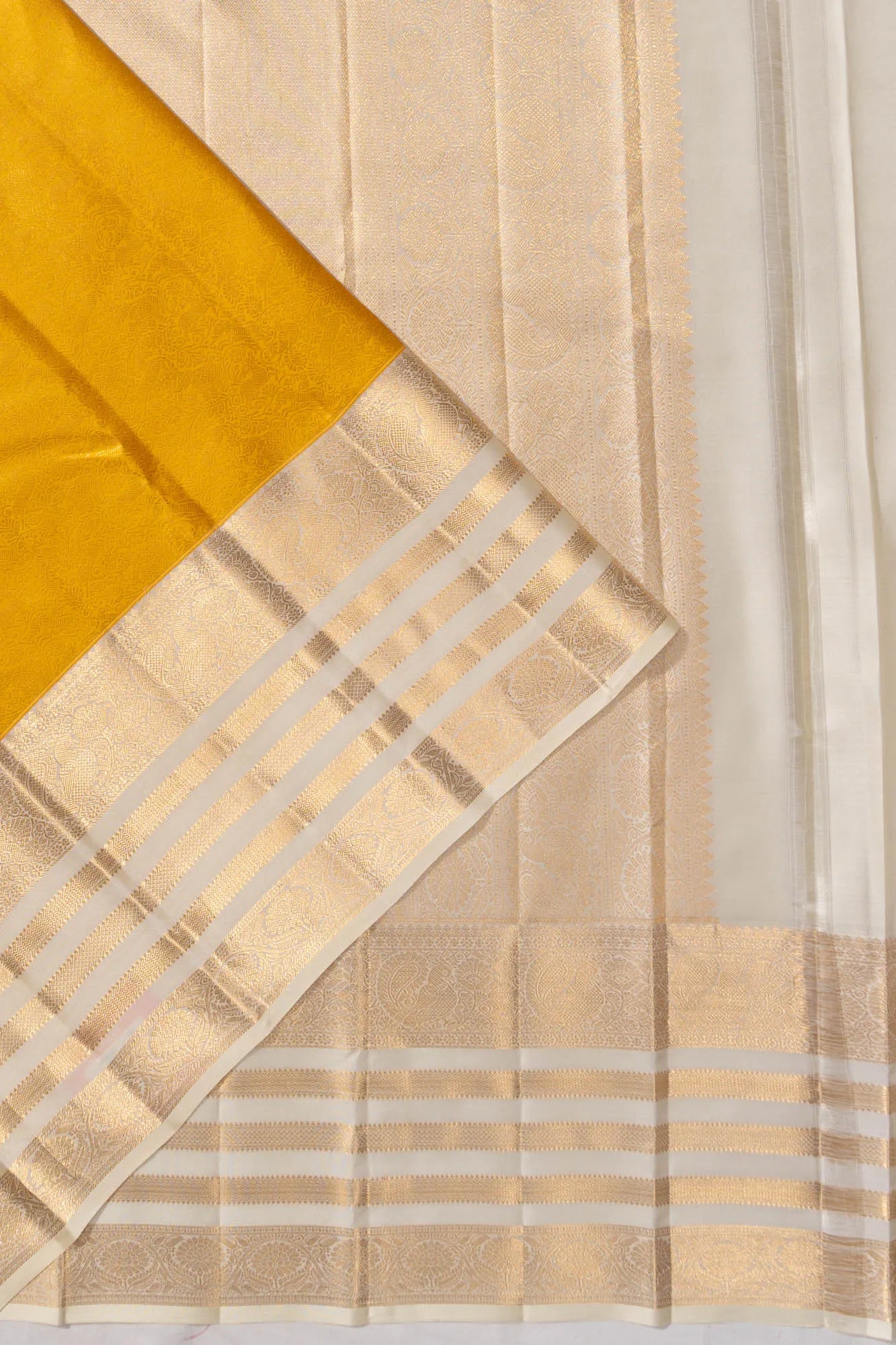Kanchipuram Silk Brocade Yellow Saree
