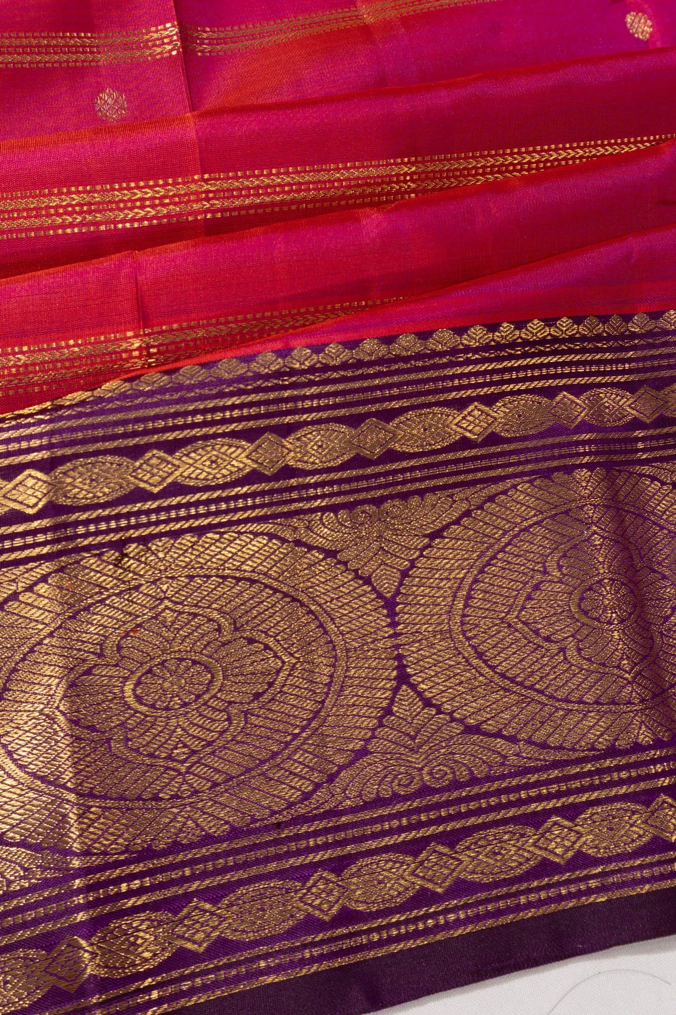 Kanchipuram Silk Lines And Butta Pink Saree