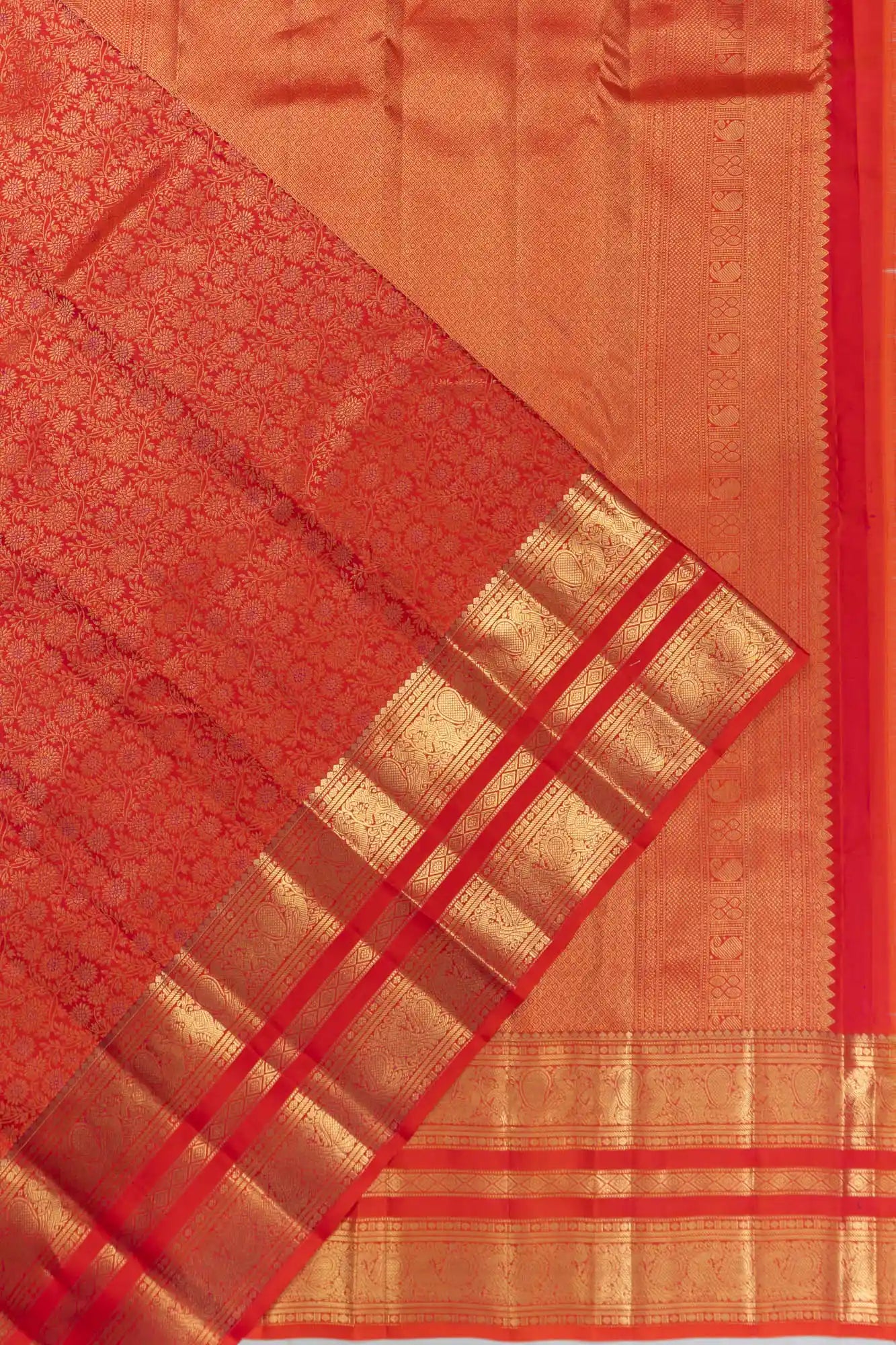 Kanchipuram Silk Brocade Red Saree