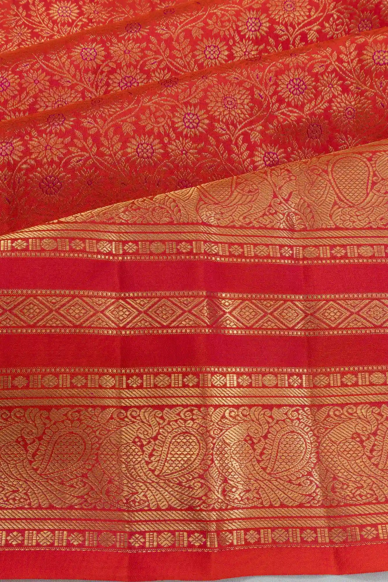 Kanchipuram Silk Brocade Red Saree