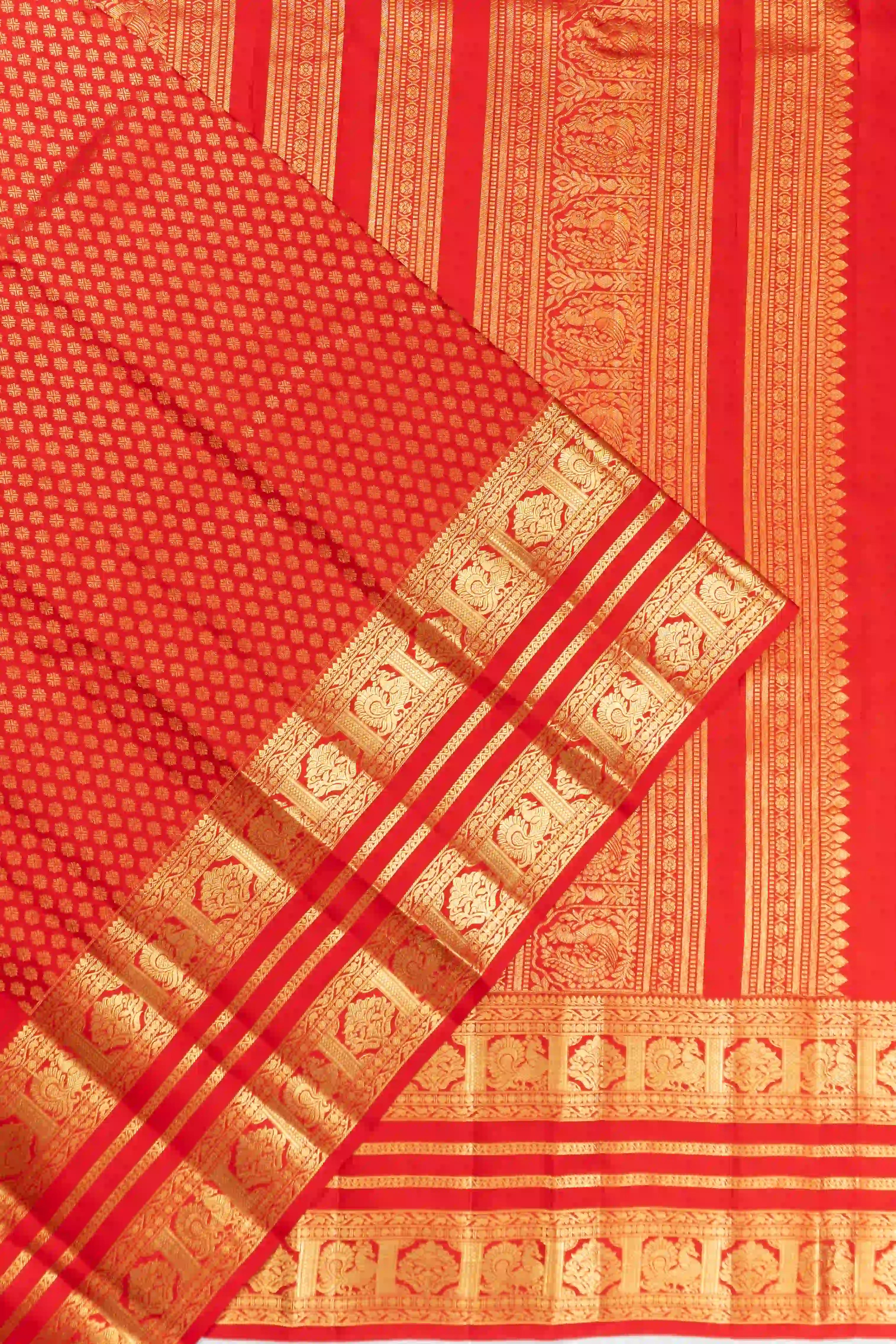 Kanchipuram Silk Brocade Red Saree