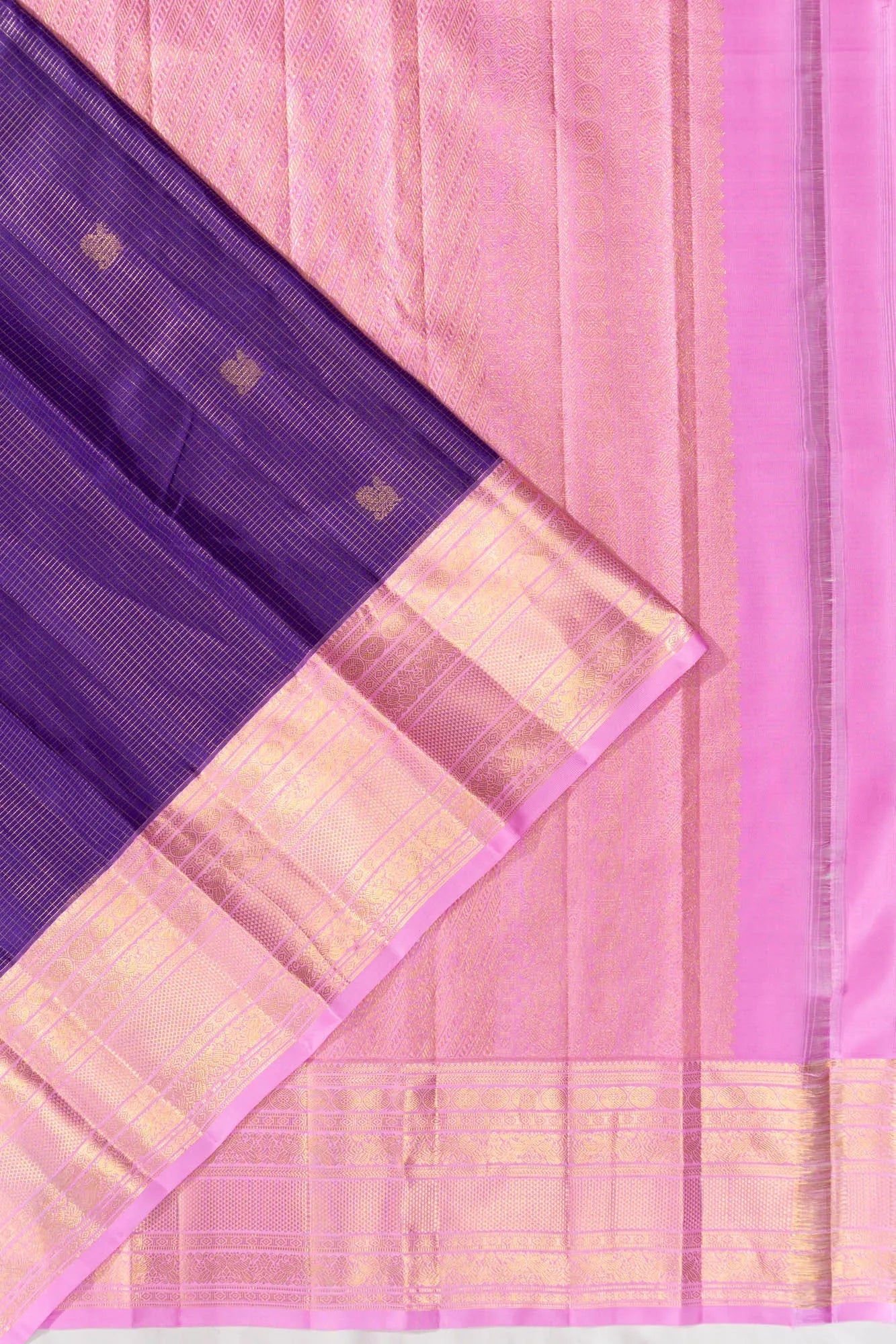 Kanchipuram Silk Oosi Lines And Butta Purple Saree