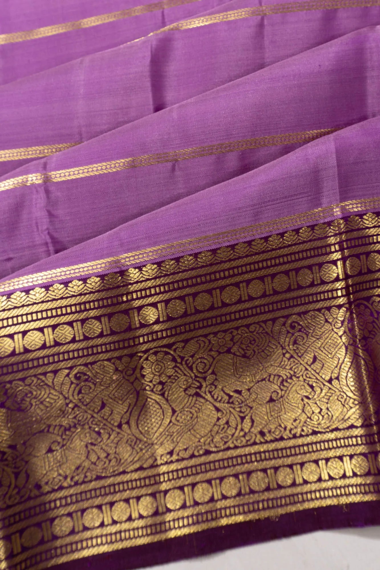 Kanchipuram Silk Lines Lavender Saree