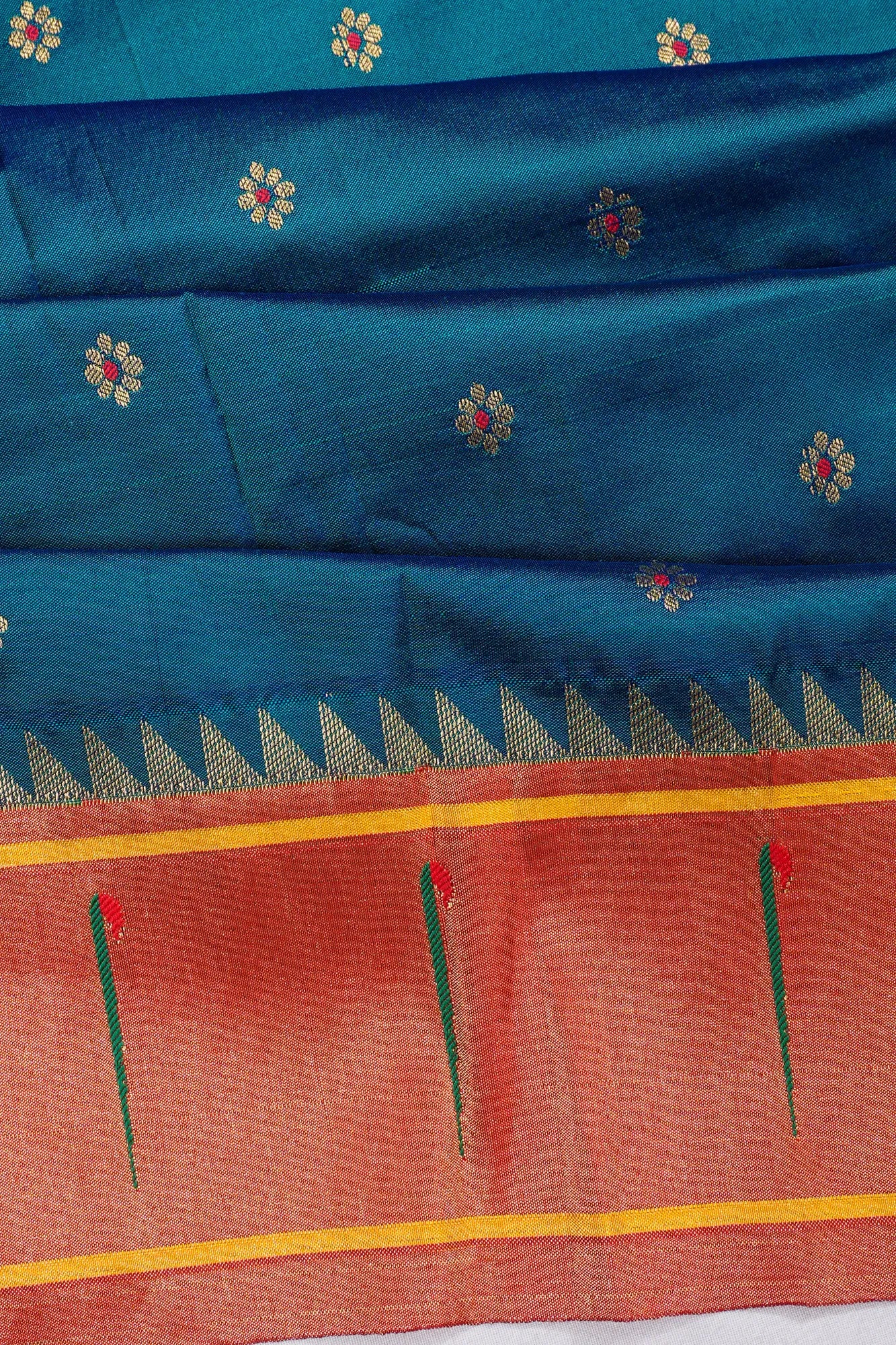 Muniya Silk Butta Teal Blue Saree