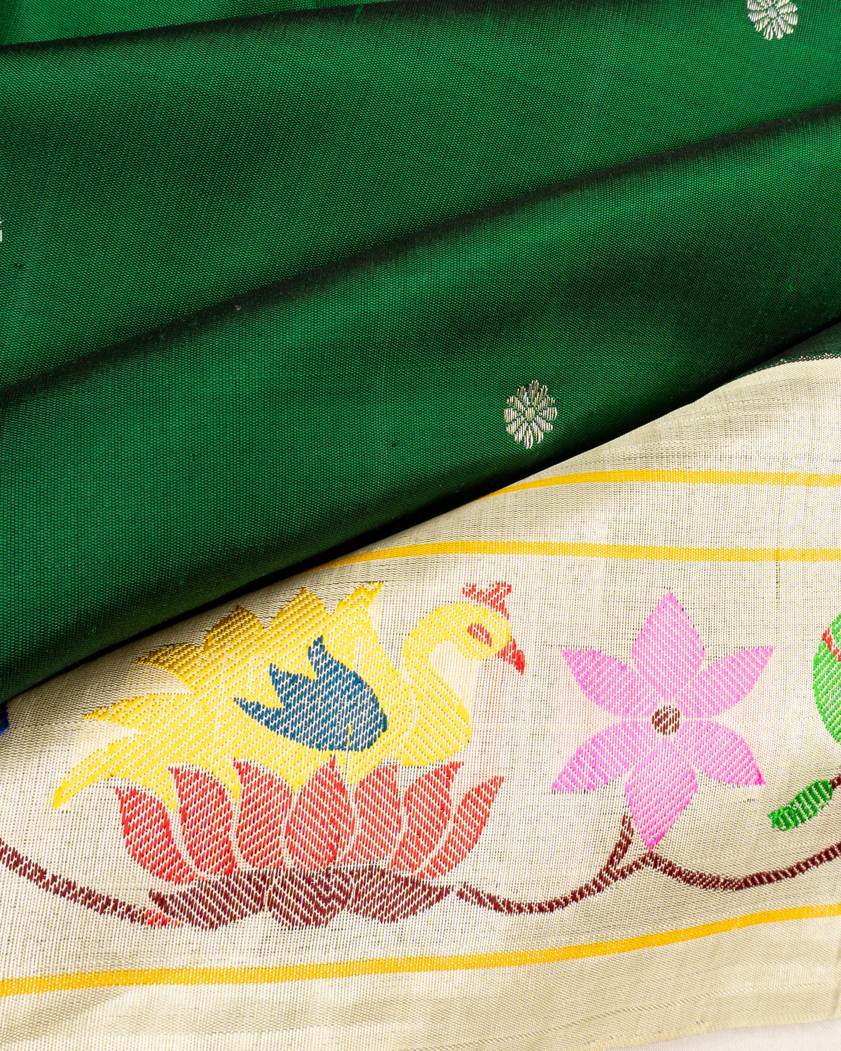 Muniya Silk Butta Green Saree