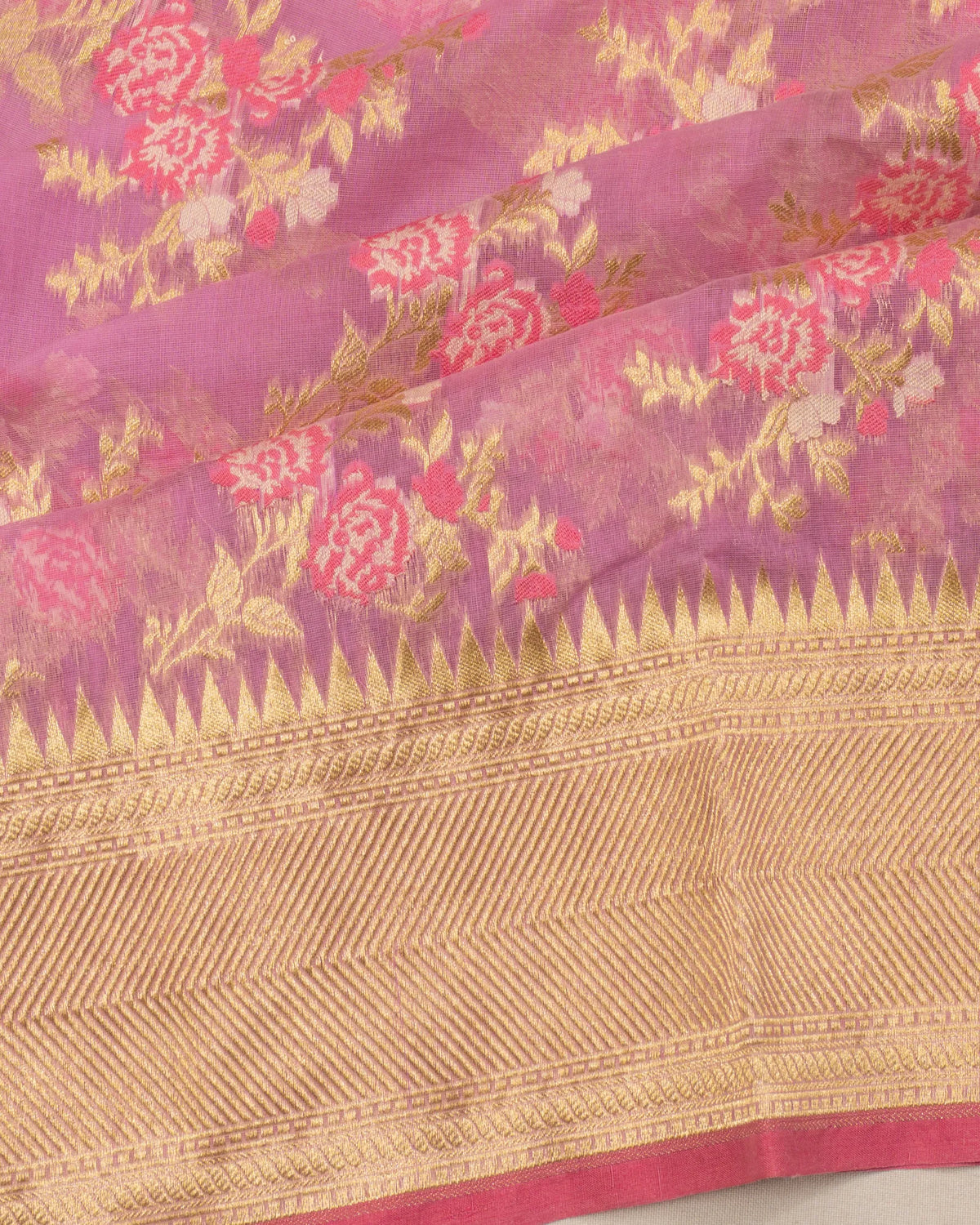 Banarasi Kora Organza Jaal Lavender Saree