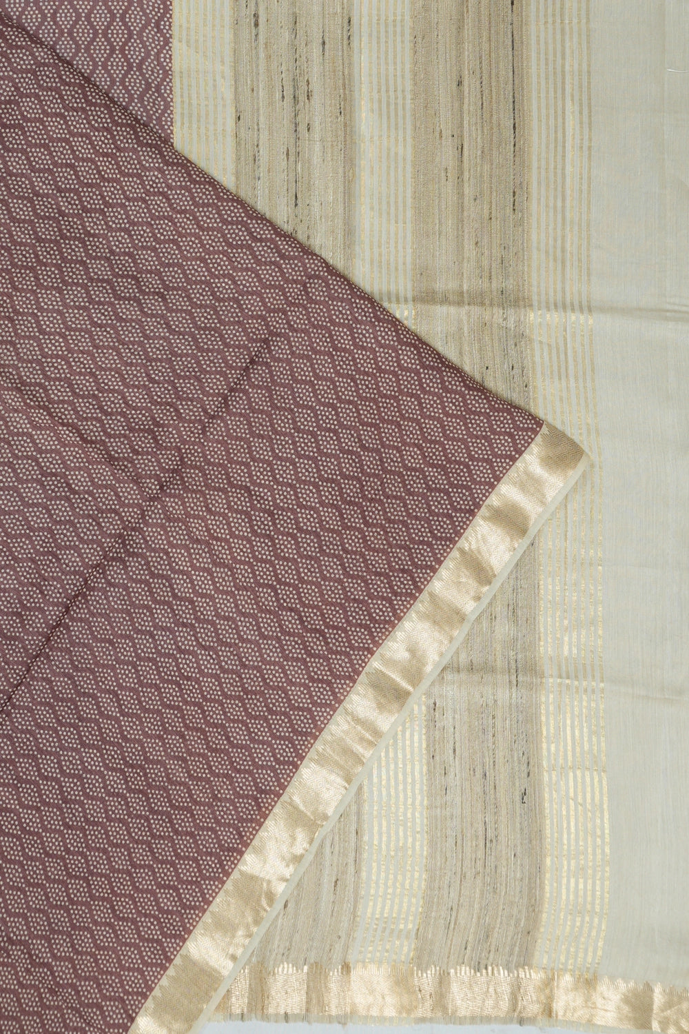 Tussar Brocade Brown Saree