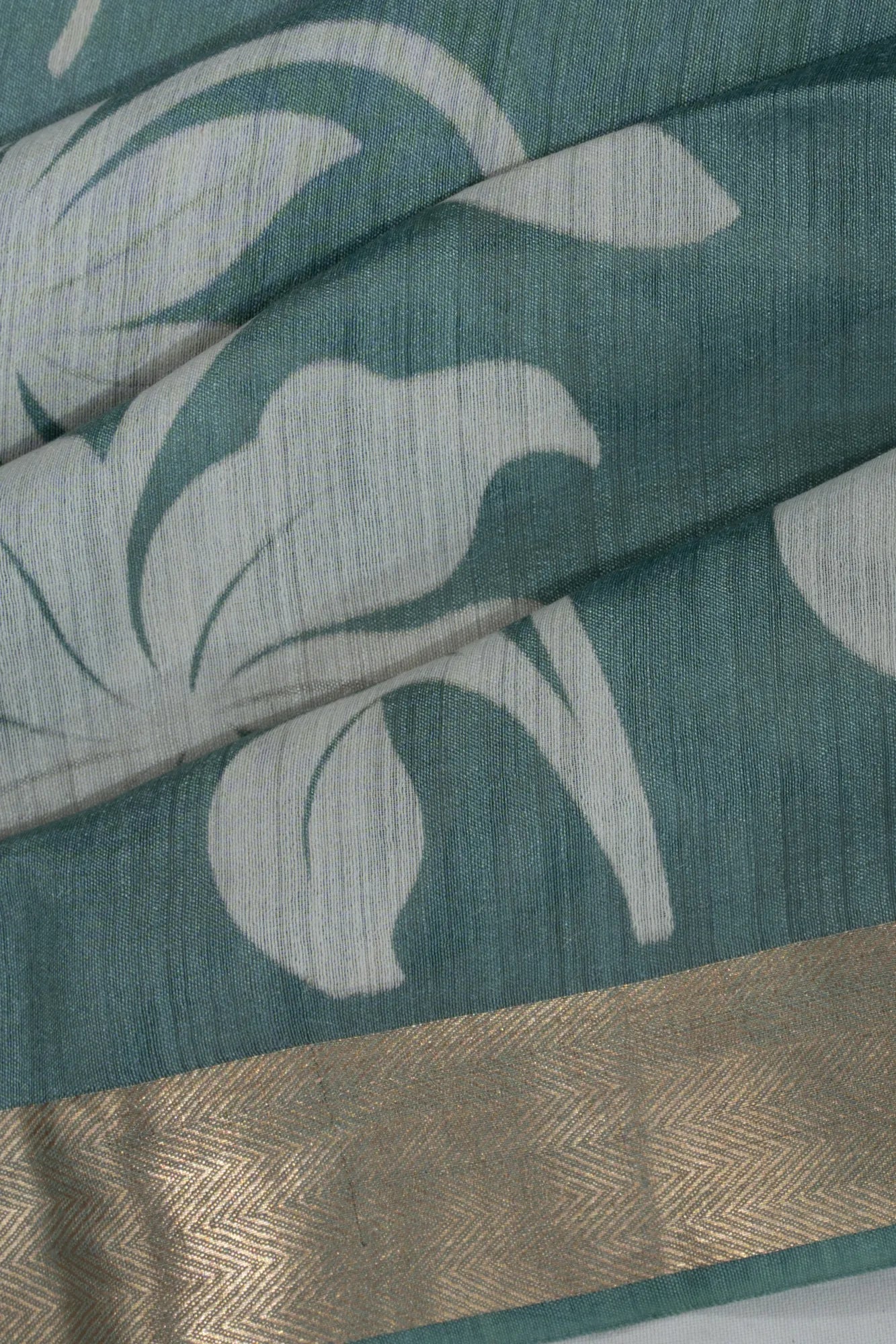 Tussar Floral Printed Powder Blue Saree