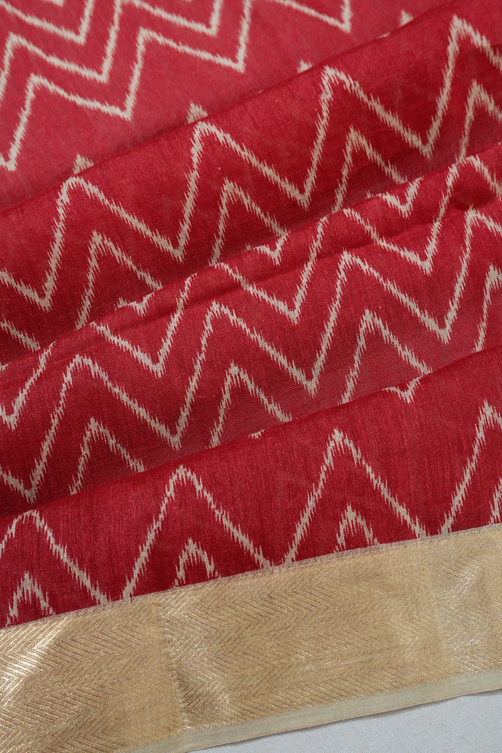 Tussar Printed Red Saree