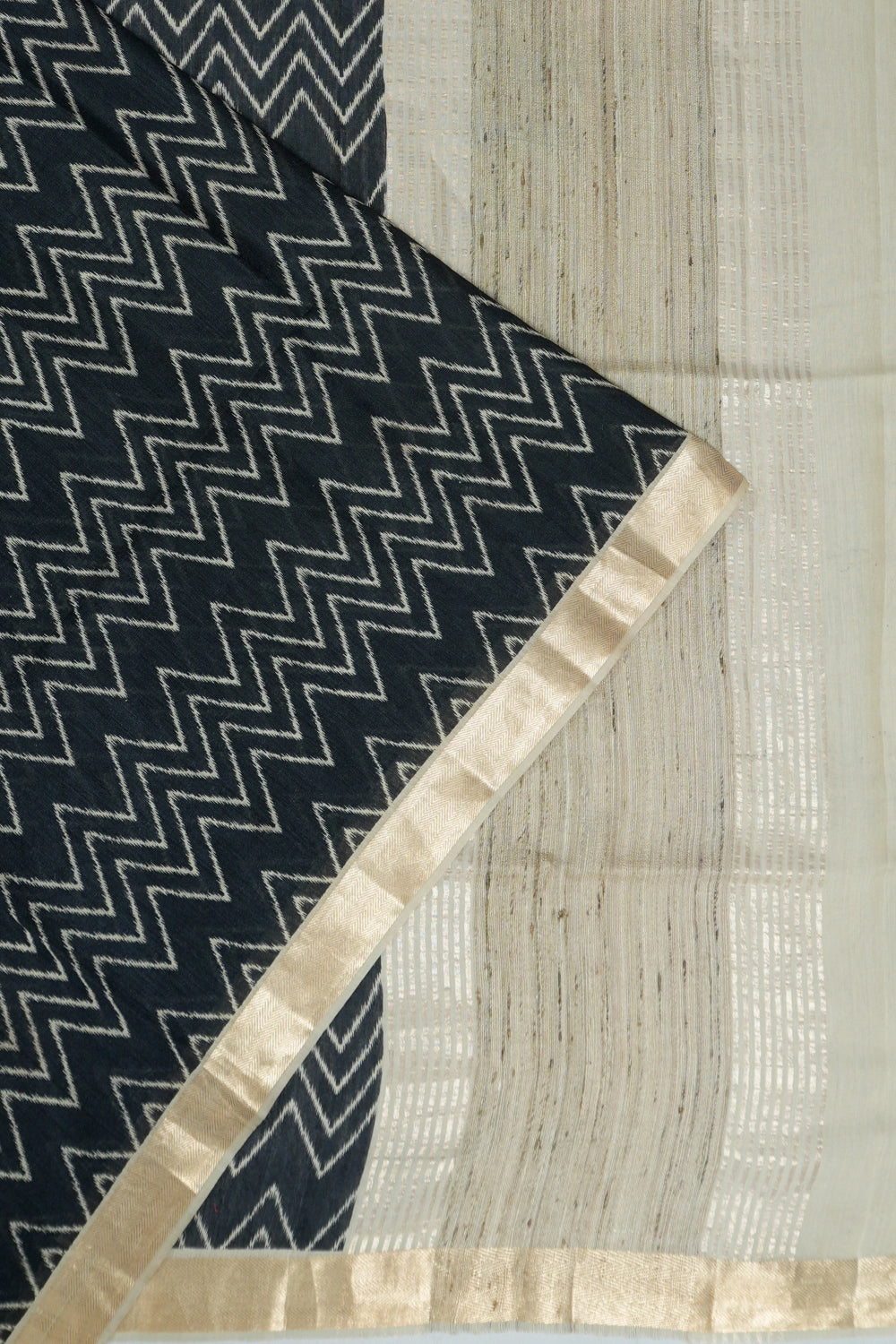 Tussar Printed Black Saree