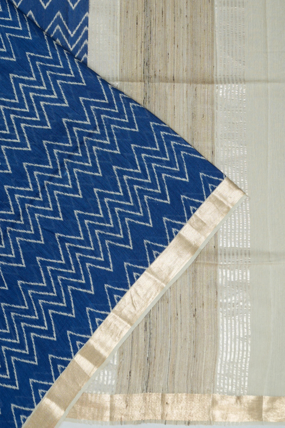 Tussar Printed Blue Saree