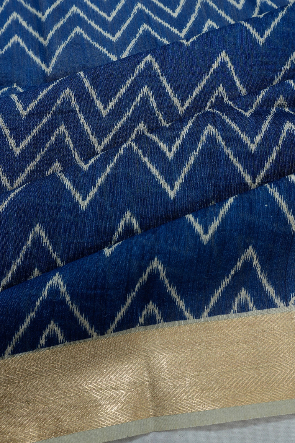 Tussar Printed Blue Saree