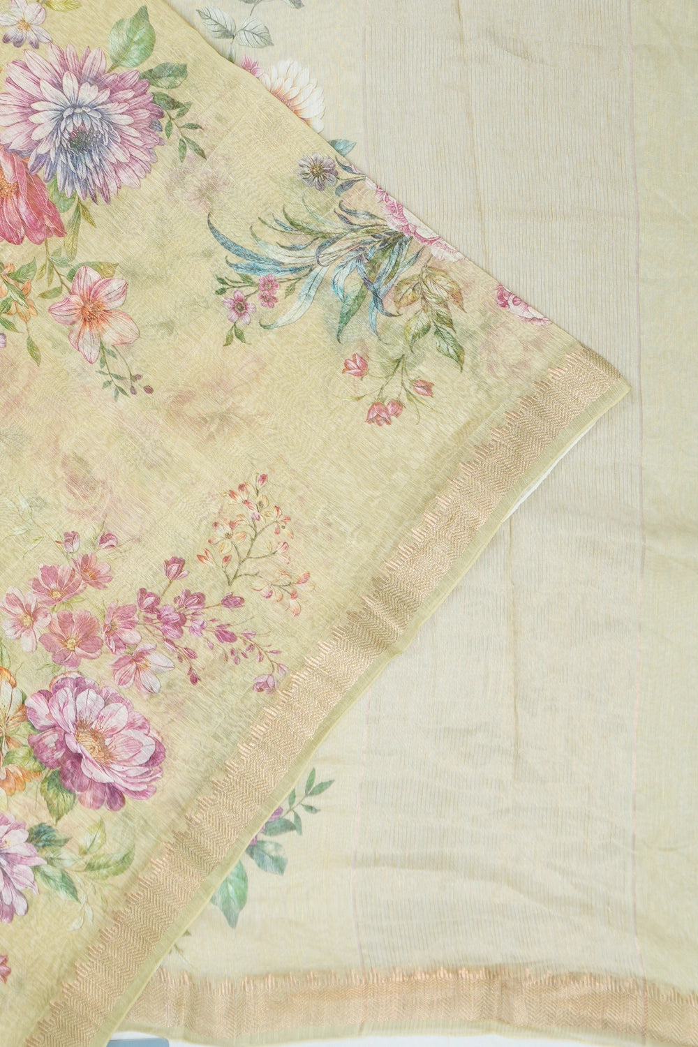 Tussar Printed Green Saree