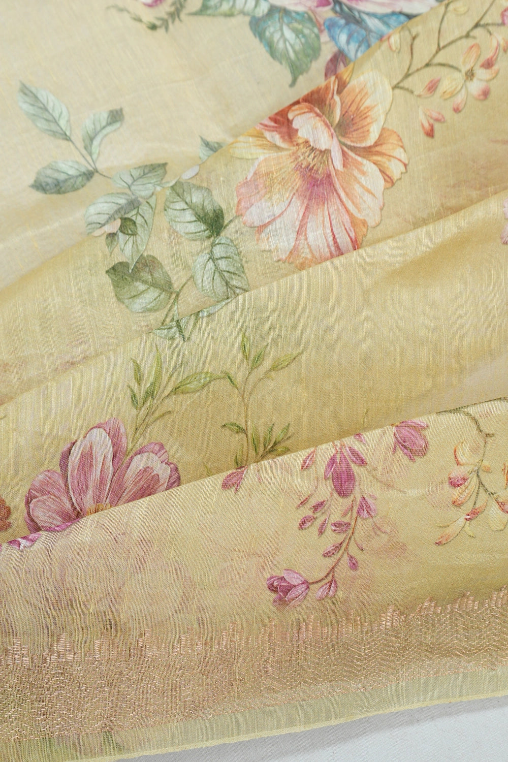 Tussar Printed Green Saree