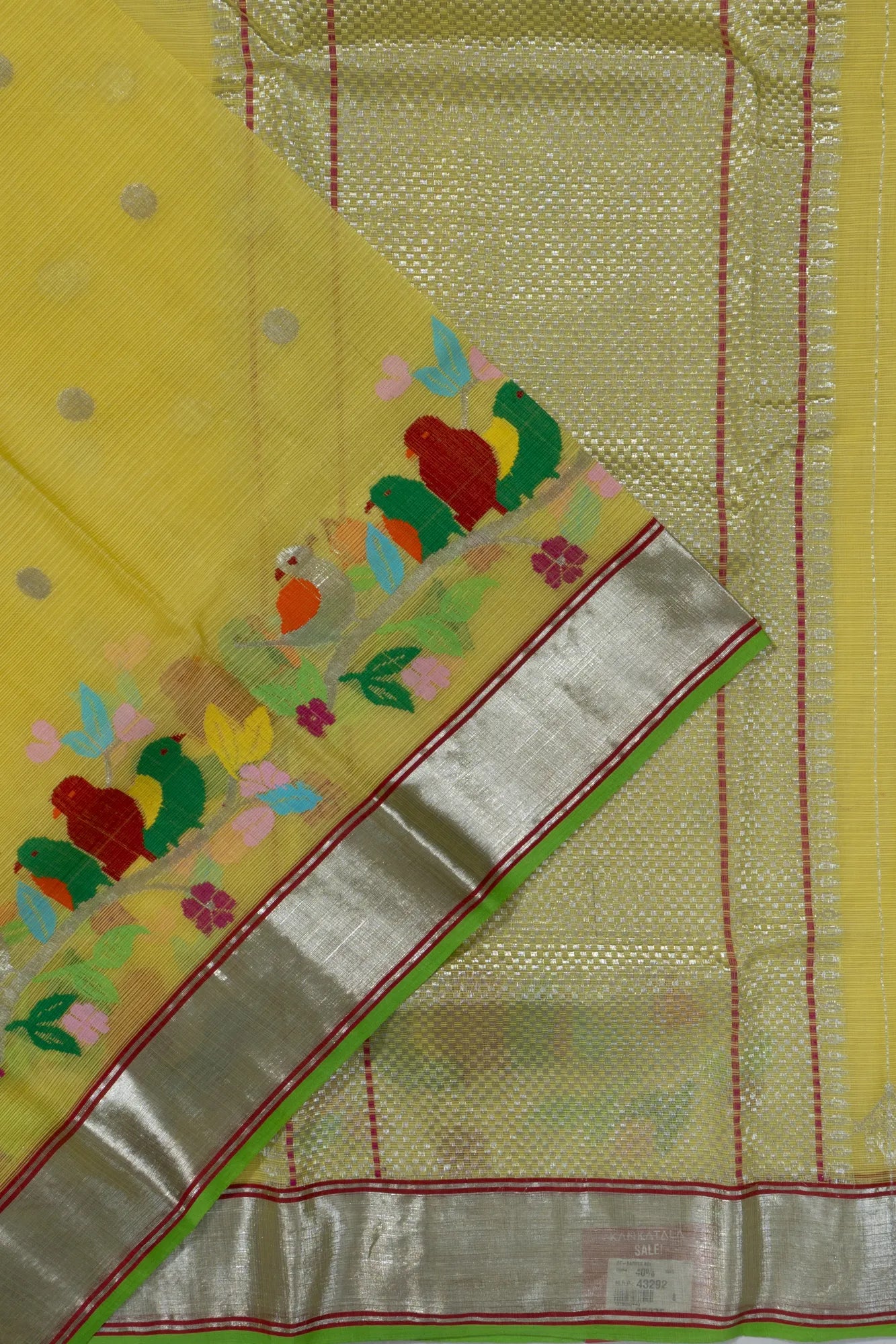 Zari Kota Cotton Butta Yellow Saree