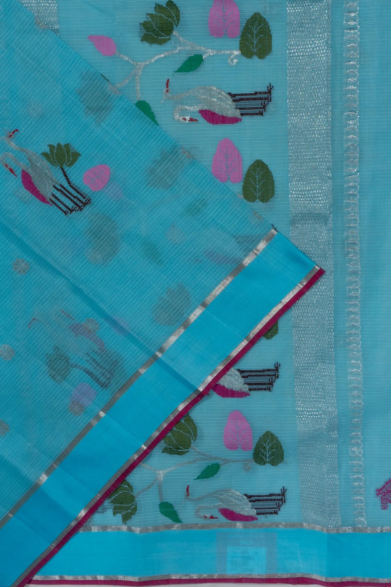 Zari Kota Cotton Butta Sky Blue Saree