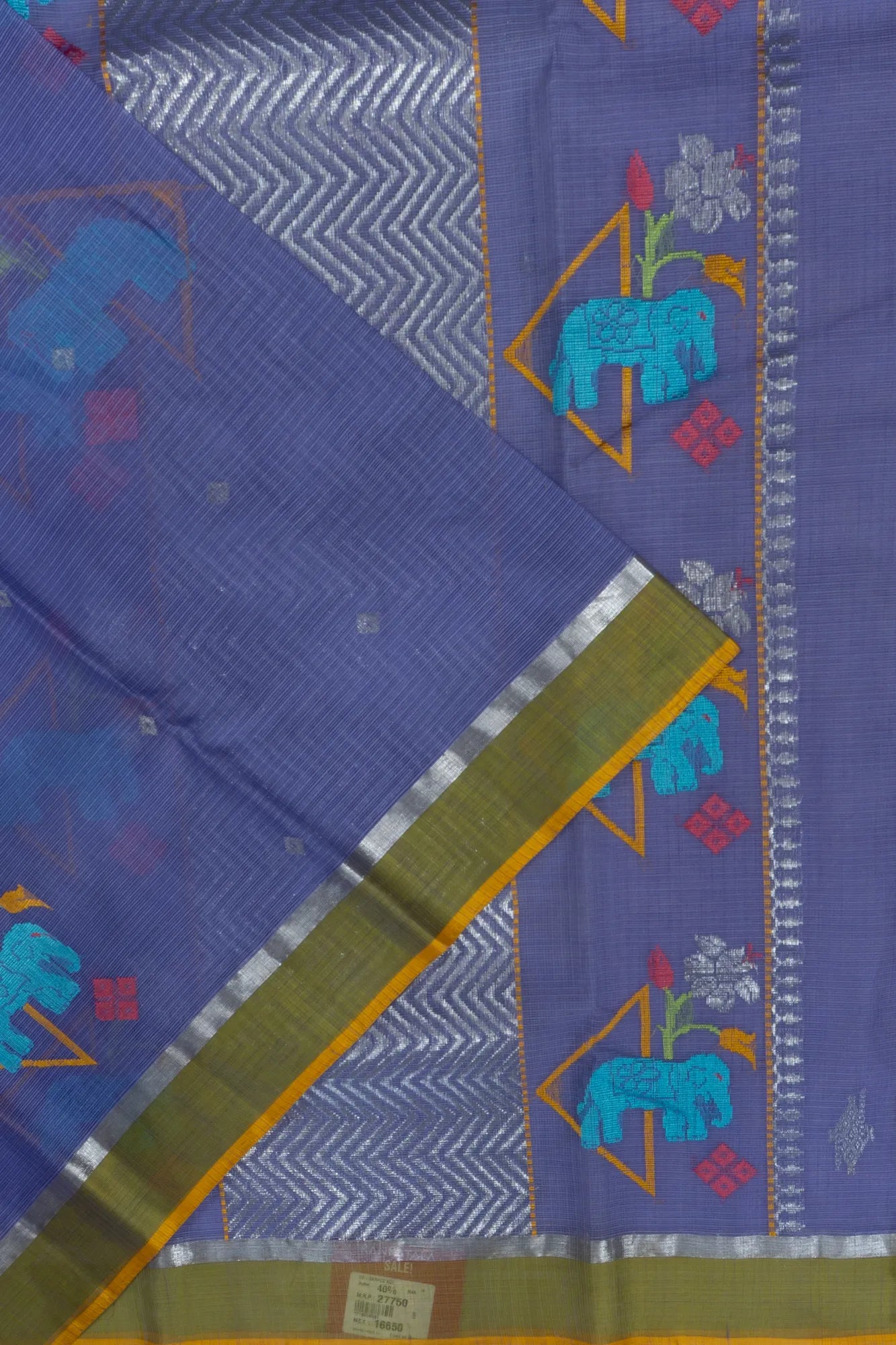 Zari Kota Cotton Butta Blue Saree