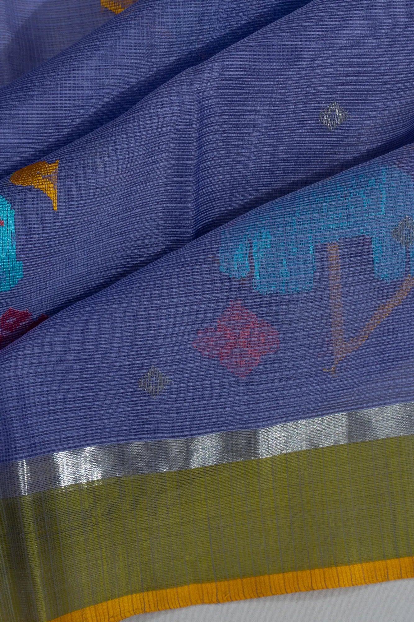 Zari Kota Cotton Butta Blue Saree